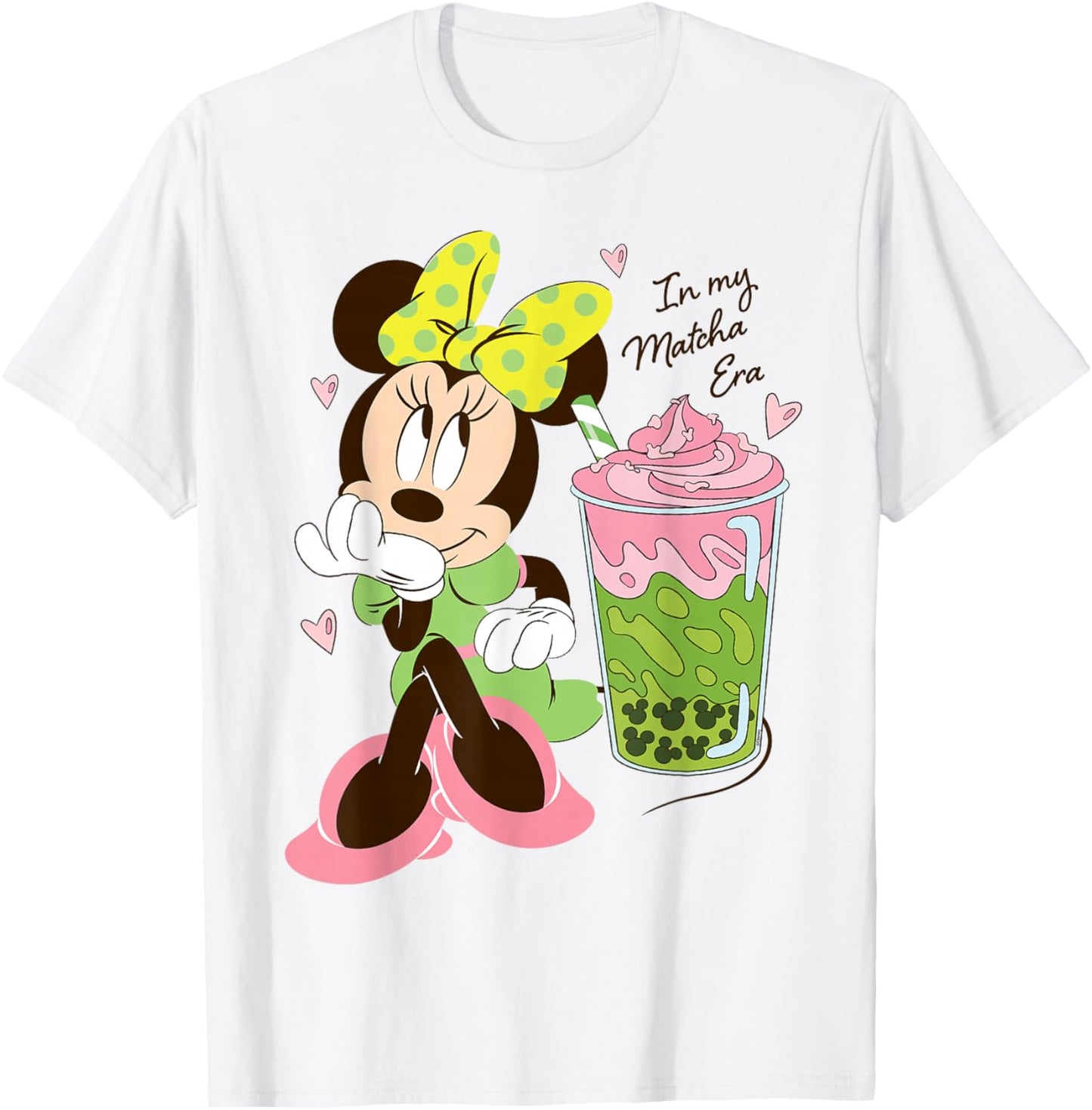 Disney Minnie Mouse Valentine's Day Cute in My Matcha Era T-Shirt - T-Shirt | White