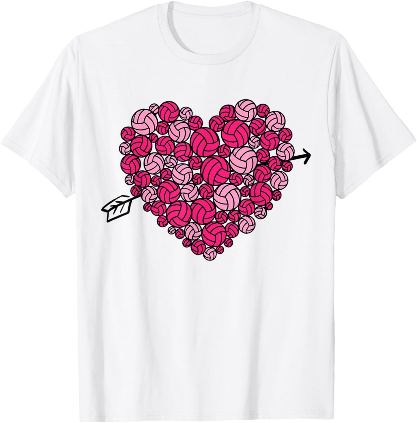 Valentine's Day Volleyball Heart Sports Lover Women Girls T-Shirt - T-Shirt | White