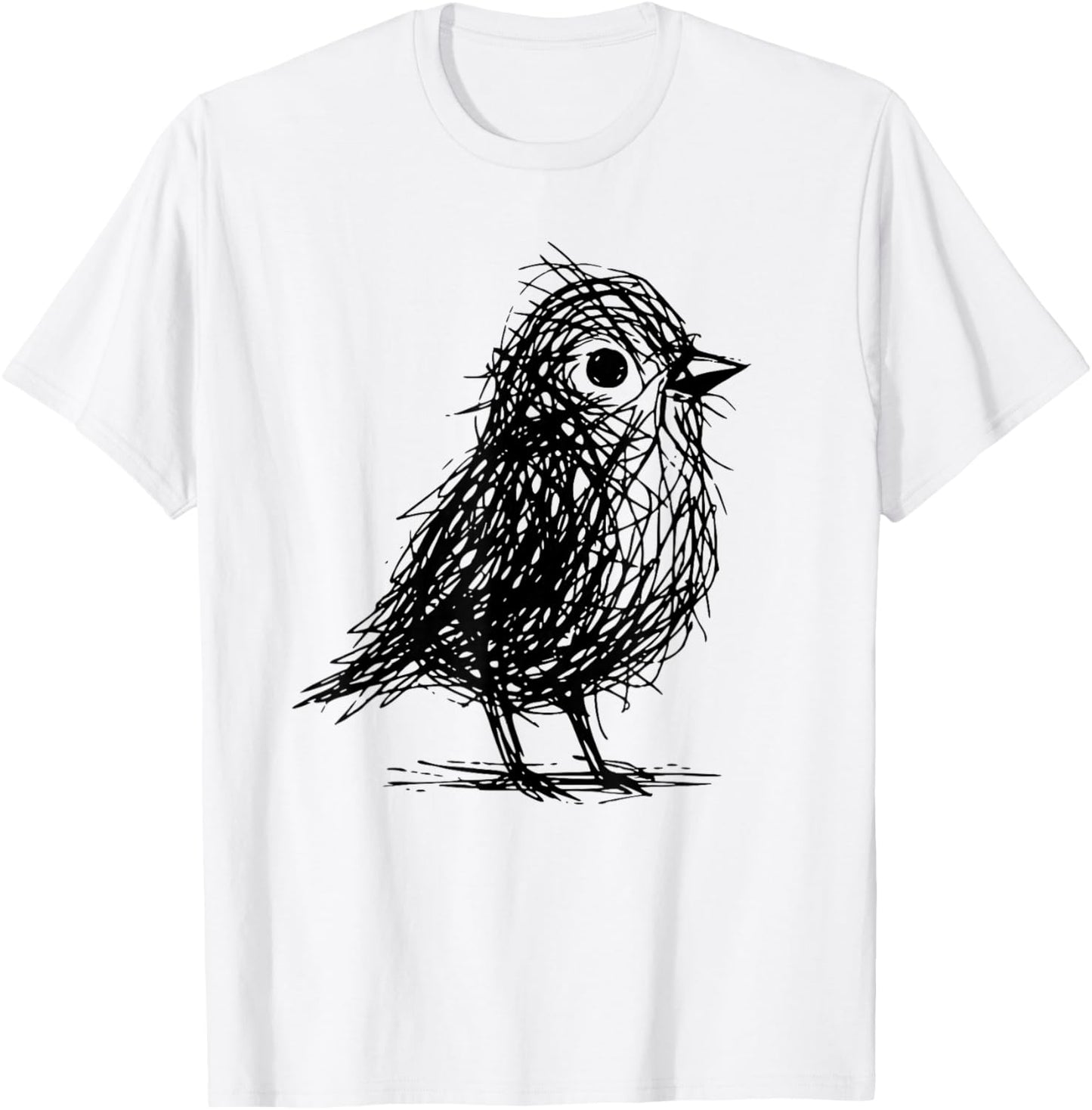 Minimal Line Art Minimalist Abstract Sketch Scribble Bird T-Shirt - T-Shirt | White