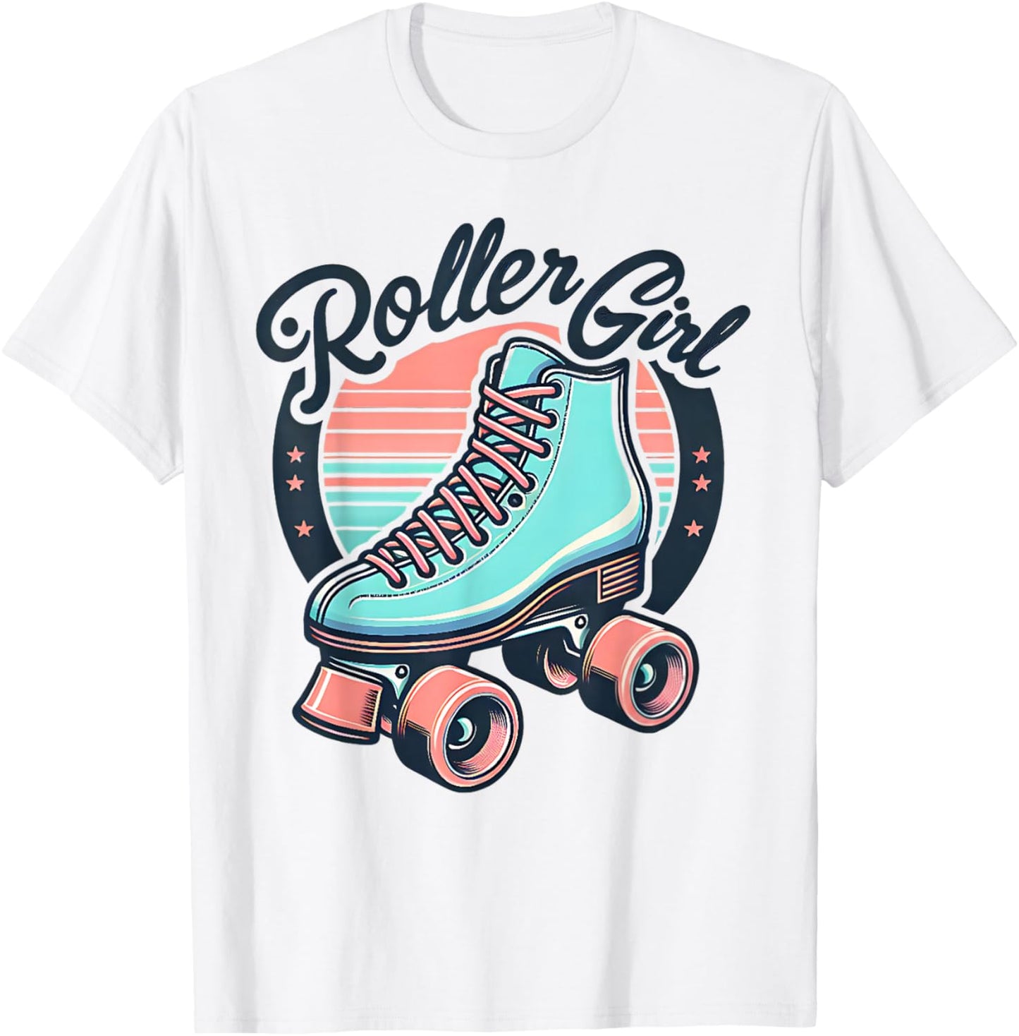 Roller Girl 80s 90s Retro Skates Skating T-Shirt - T-Shirt | White