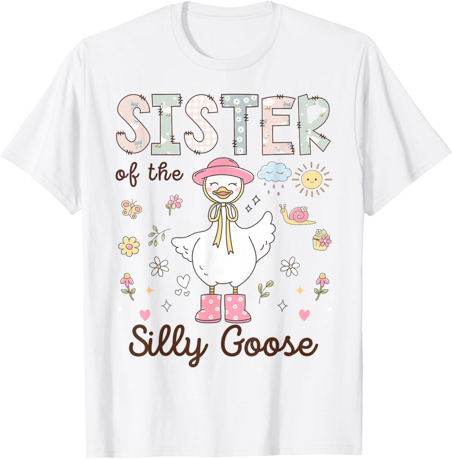 Sister of The Silly Goose First Birthday Girl Family T-Shirt - T-Shirt | White