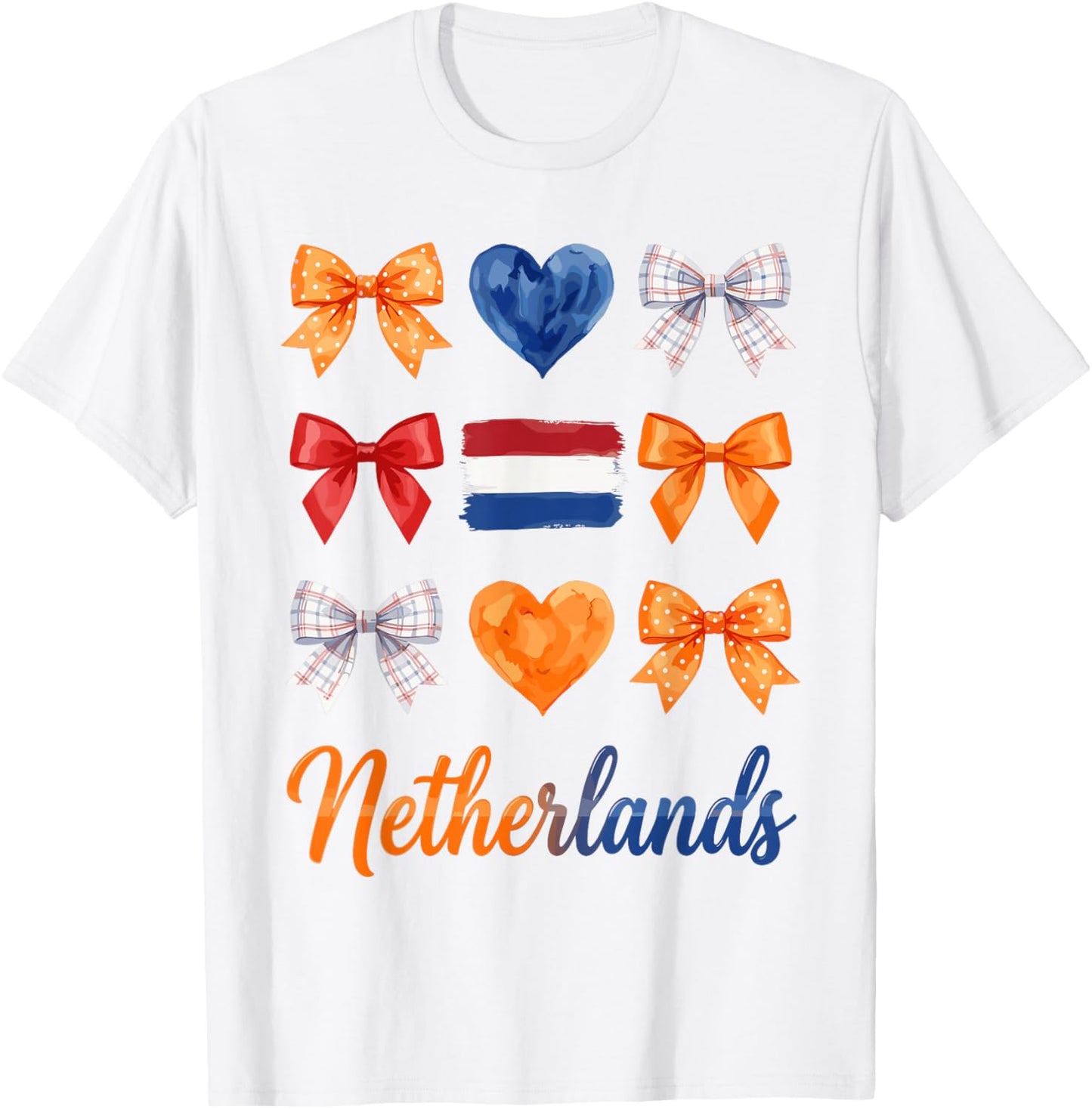 Coquette Bow Dutch Flag Netherlands Holland Cute Girls T-Shirt - T-Shirt | White