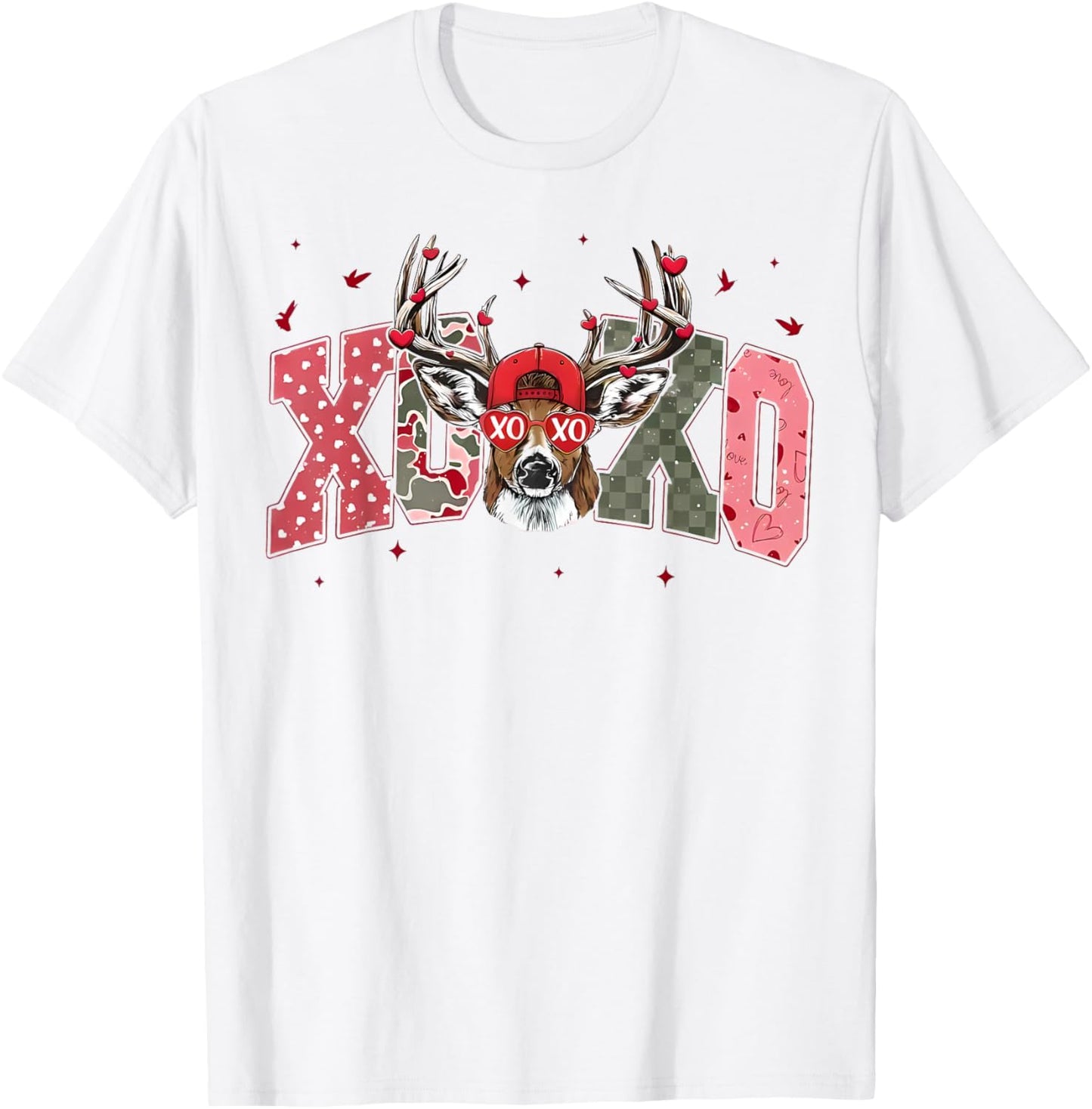 Camo XOXO Valentine Buck Deer Hunting Boy Girl Kids T-Shirt - T-Shirt | White