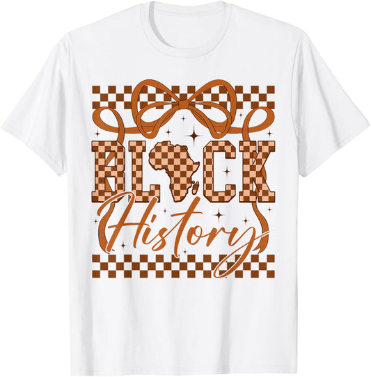 Black History Month Coquette Bow African Americans Women BHM T-Shirt - T-Shirt | White