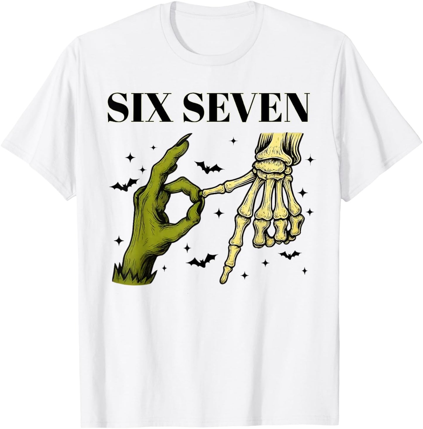 67 Witch Skeleton Hands Sign 67 Meme Halloween Costume Funny T-Shirt - T-Shirt | White