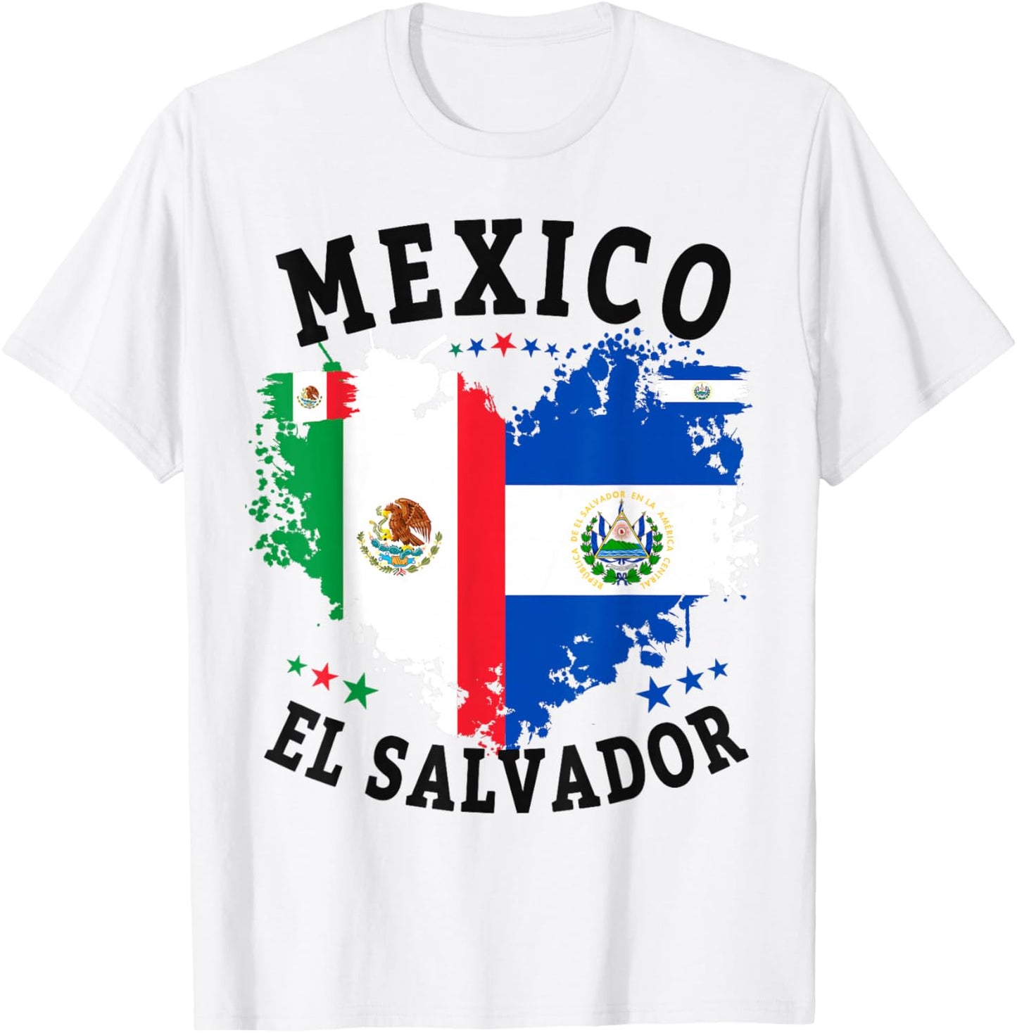 Mexico & Salvador Flag Costume Idea Salvadoreño T-Shirt - T-Shirt | White