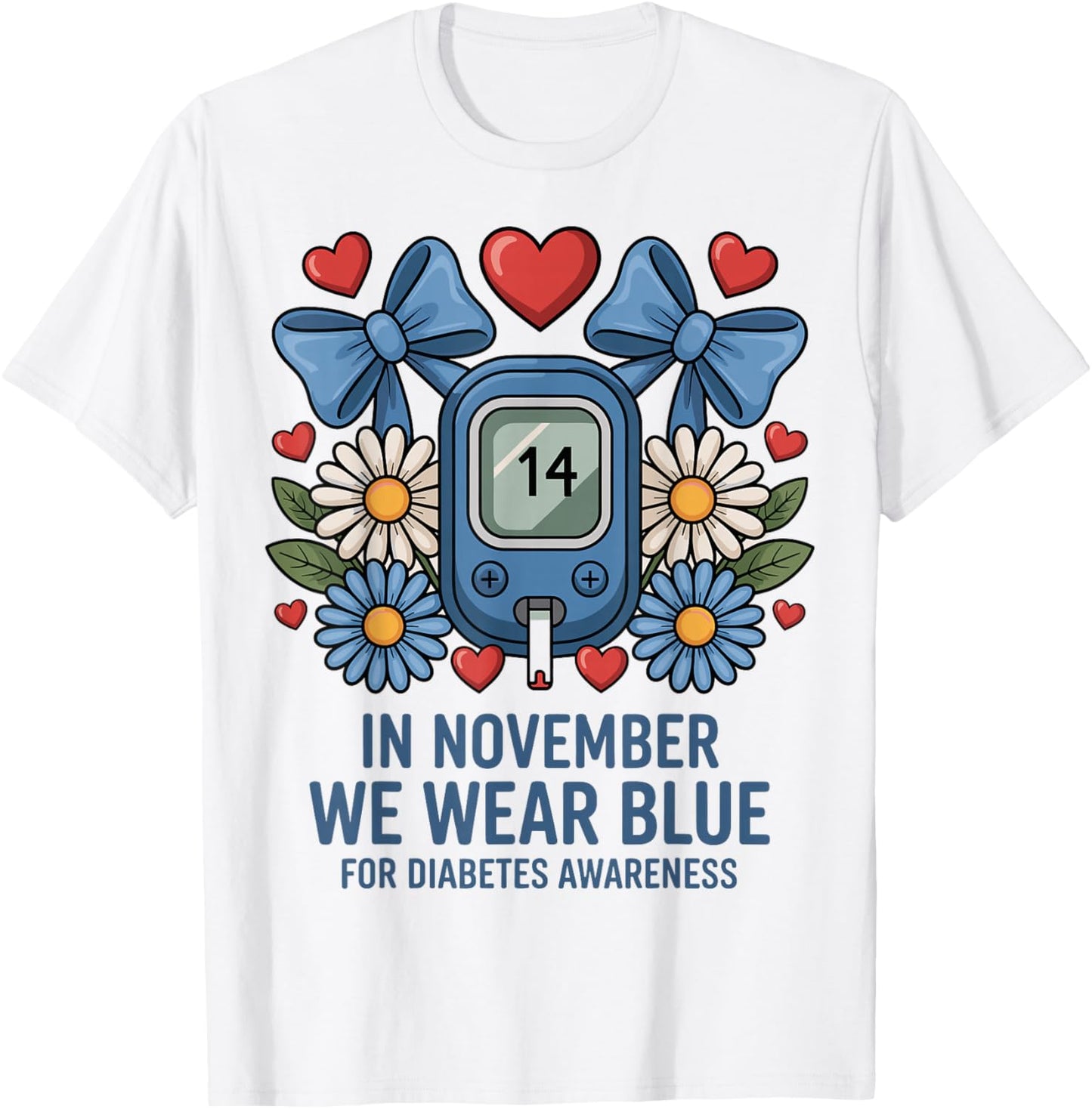 in November We Wear Blue Diabetes Awareness Women T-Shirt - T-Shirt | White