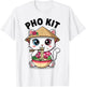 Cute Vietnamese Cat Eating Pho Funny Cat Pho Kit T-Shirt - T-Shirt | White