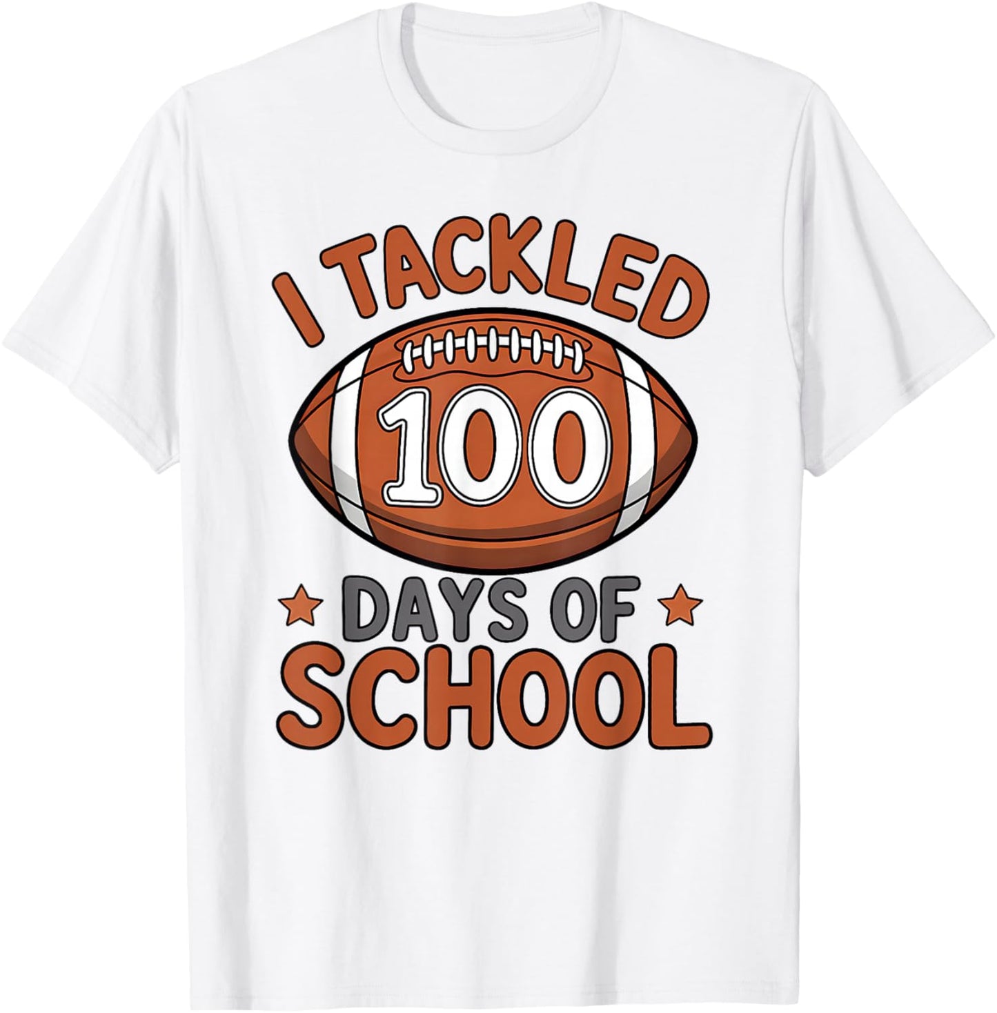 100th Day of School Football Boys Kids 100 Days of School T-Shirt - T-Shirt | White