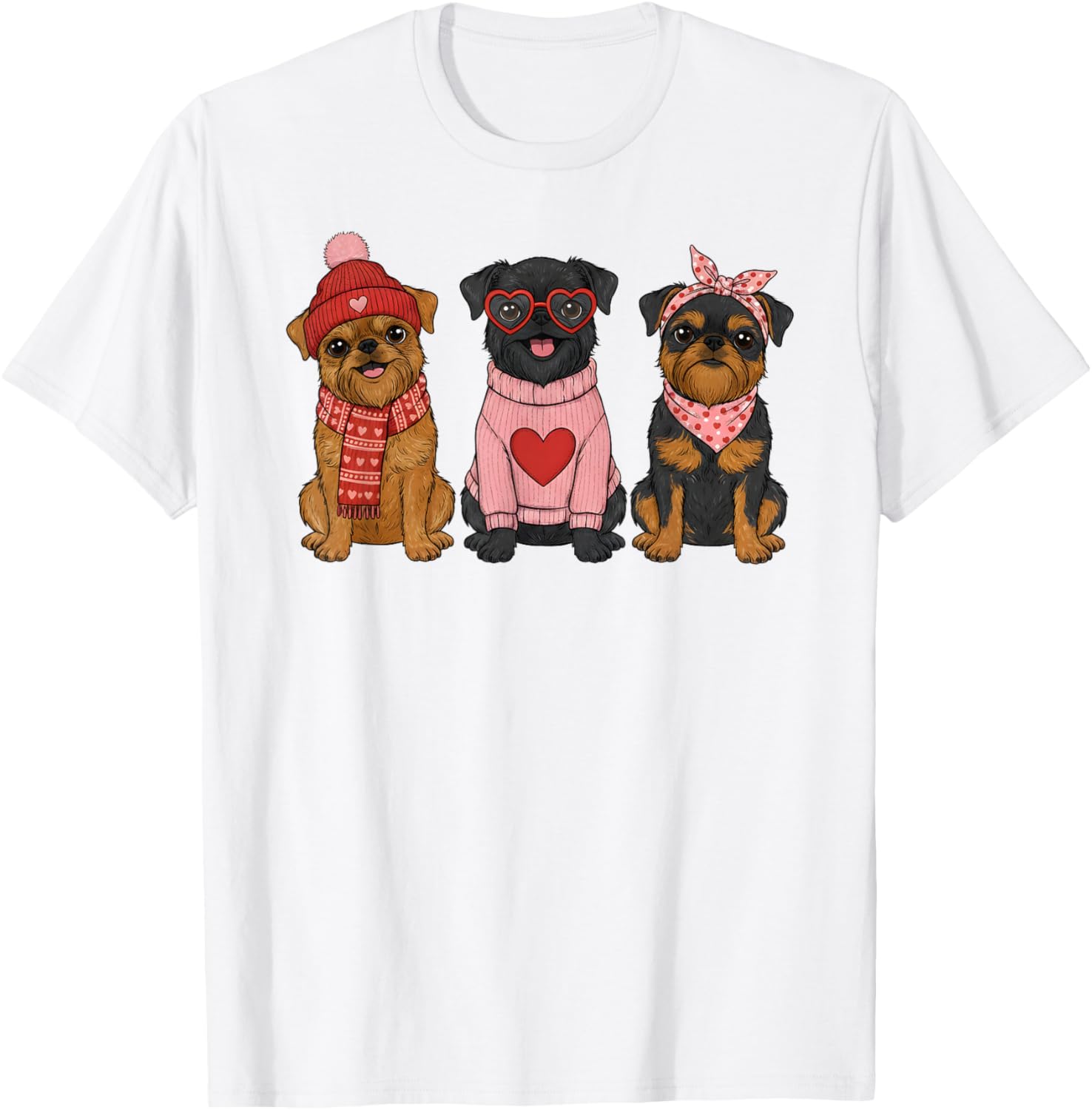Cute Brussels Griffon Valentine Dog T-Shirt - T-Shirt | White