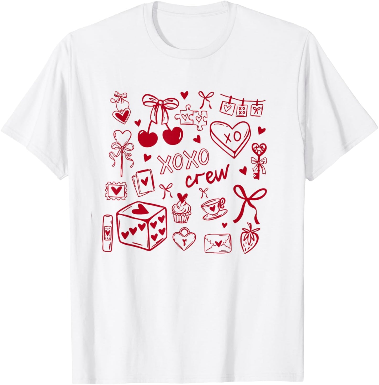 Women XOXO Crew Valentine's Day Galentine's Day Matching T-Shirt - T-Shirt | White