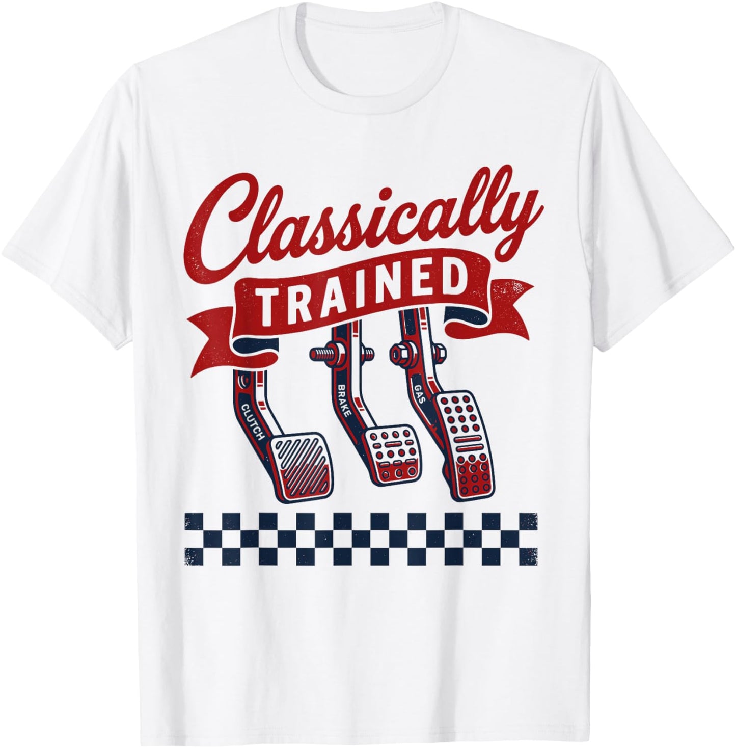 Classically Trained Garage Classic Car Train Driving T-Shirt - T-Shirt | White