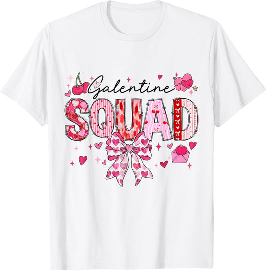 galentines Day Women galentines Squad Funny Valentine Bow T-Shirt - T-Shirt | White