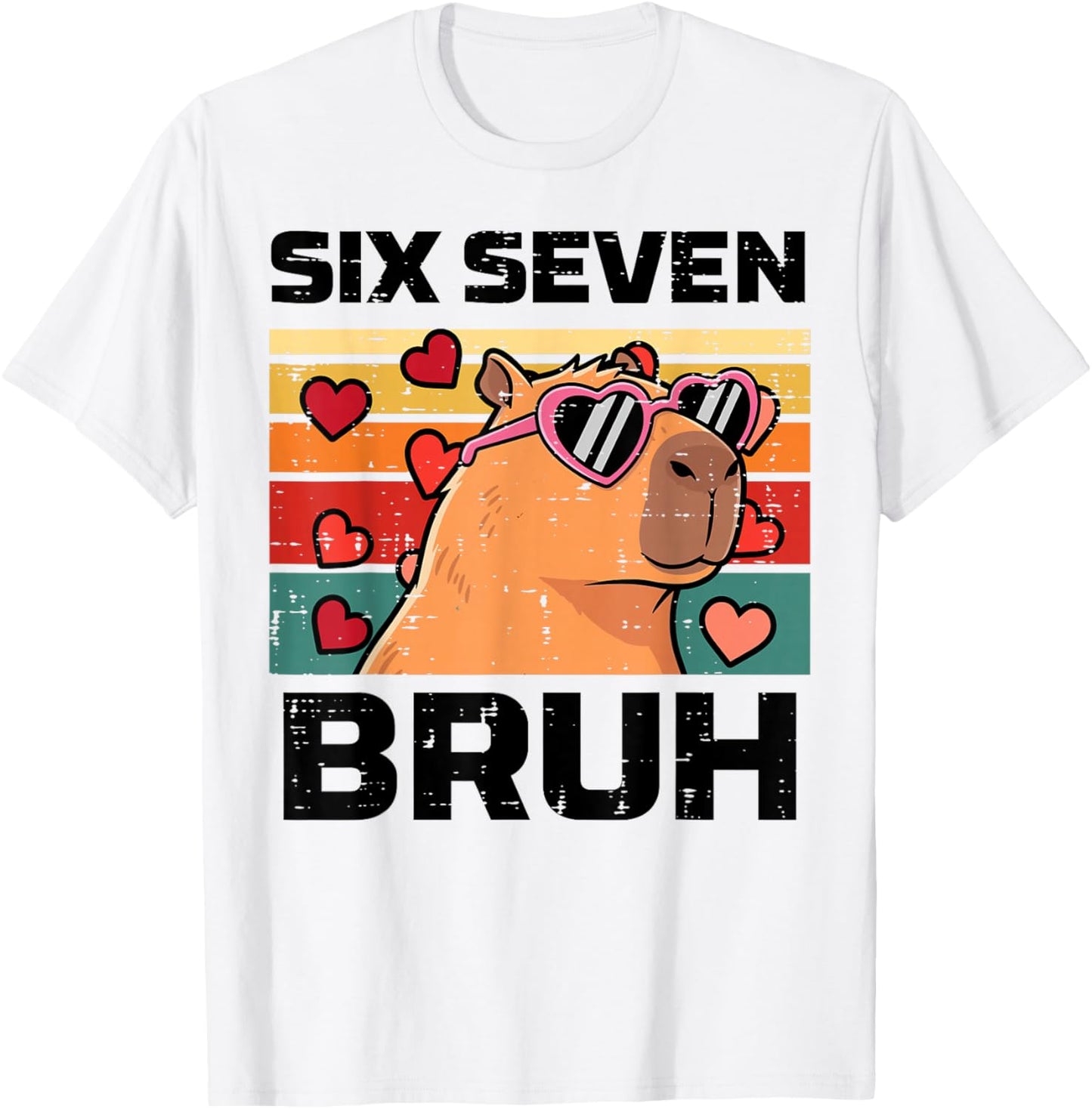 Six Seven Bruh Capybara 6 7 Valentines Day Kids Boys Youth T-Shirt - T-Shirt | White