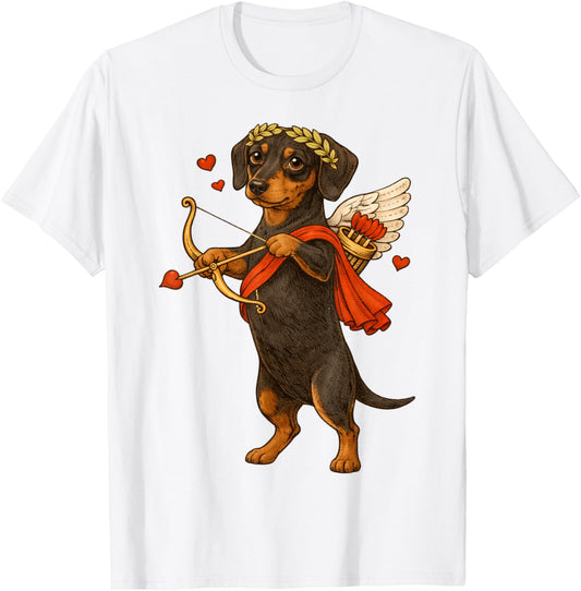 Valentine's Dachshund Cupid for Weiner Dog Lover T-Shirt - T-Shirt | White