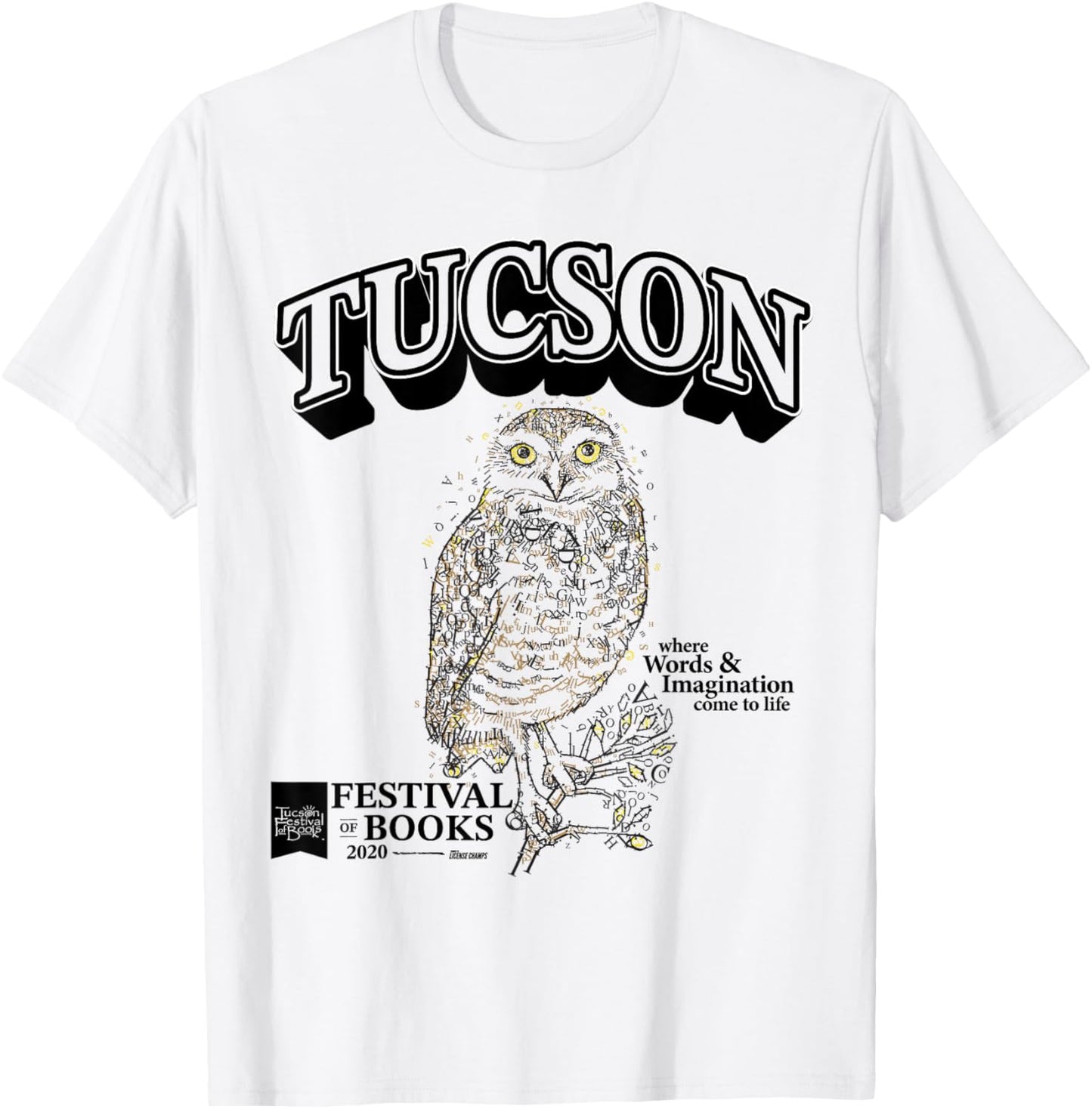 Tucson Festival of Books | TFOB 2020 | Owl Mascot T-Shirt - T-Shirt | White
