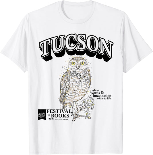 Tucson Festival of Books | TFOB 2020 | Owl Mascot T-Shirt - T-Shirt | White