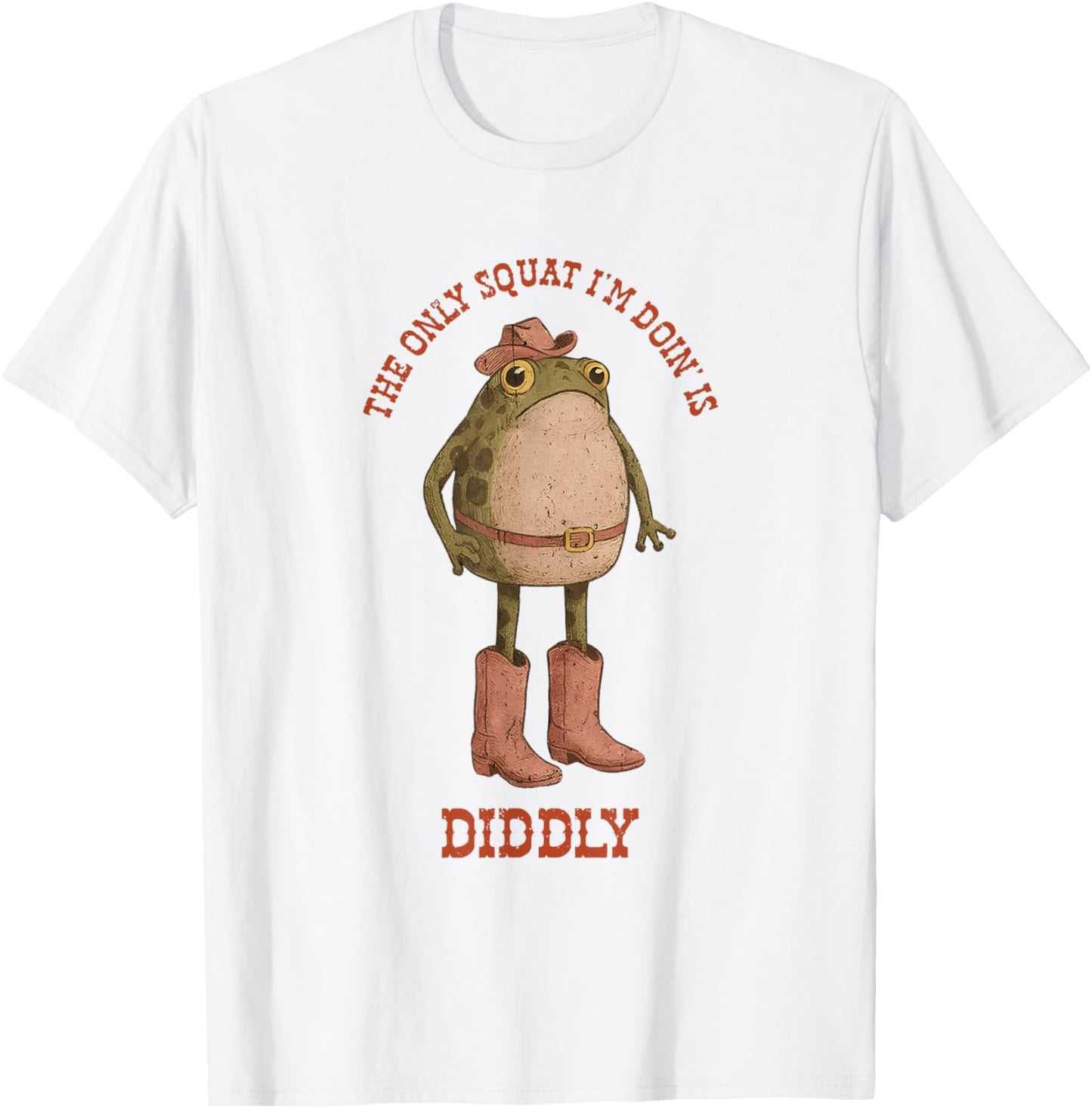 Vintage The Only Squat I'm Doing is Diddly Frog Meme T-Shirt - T-Shirt | White