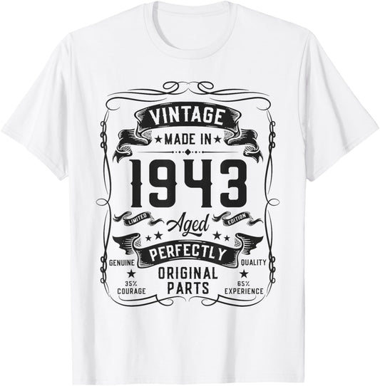 Vintage 1943 83yr 83rd Birthday Gifts 83 Years Old T-Shirt - T-Shirt | White