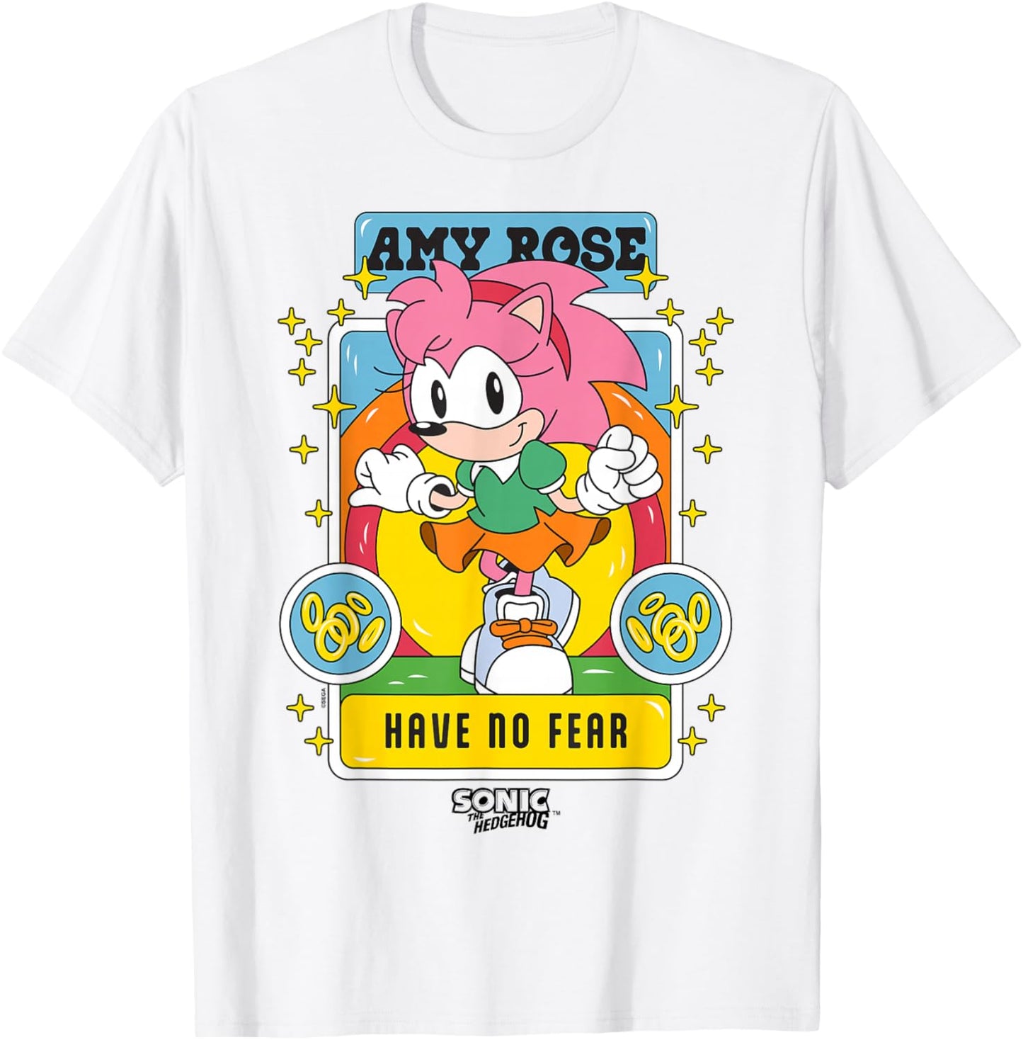 Sonic The Hedgehog Amy Rose Have No Fear Vibrant Pop Art T-Shirt - T-Shirt | White