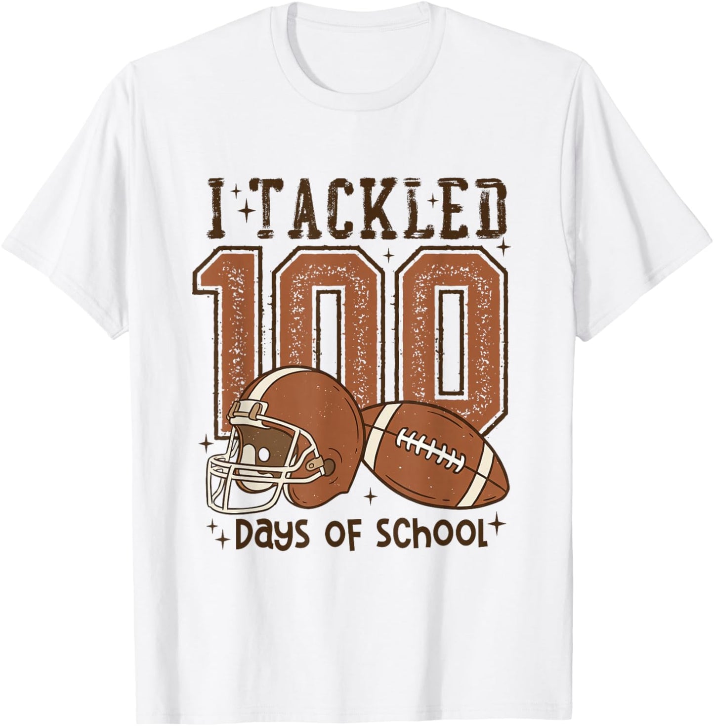 I Tackled 100 Days of School Football Men Boy Kid 100th Day T-Shirt - T-Shirt | White