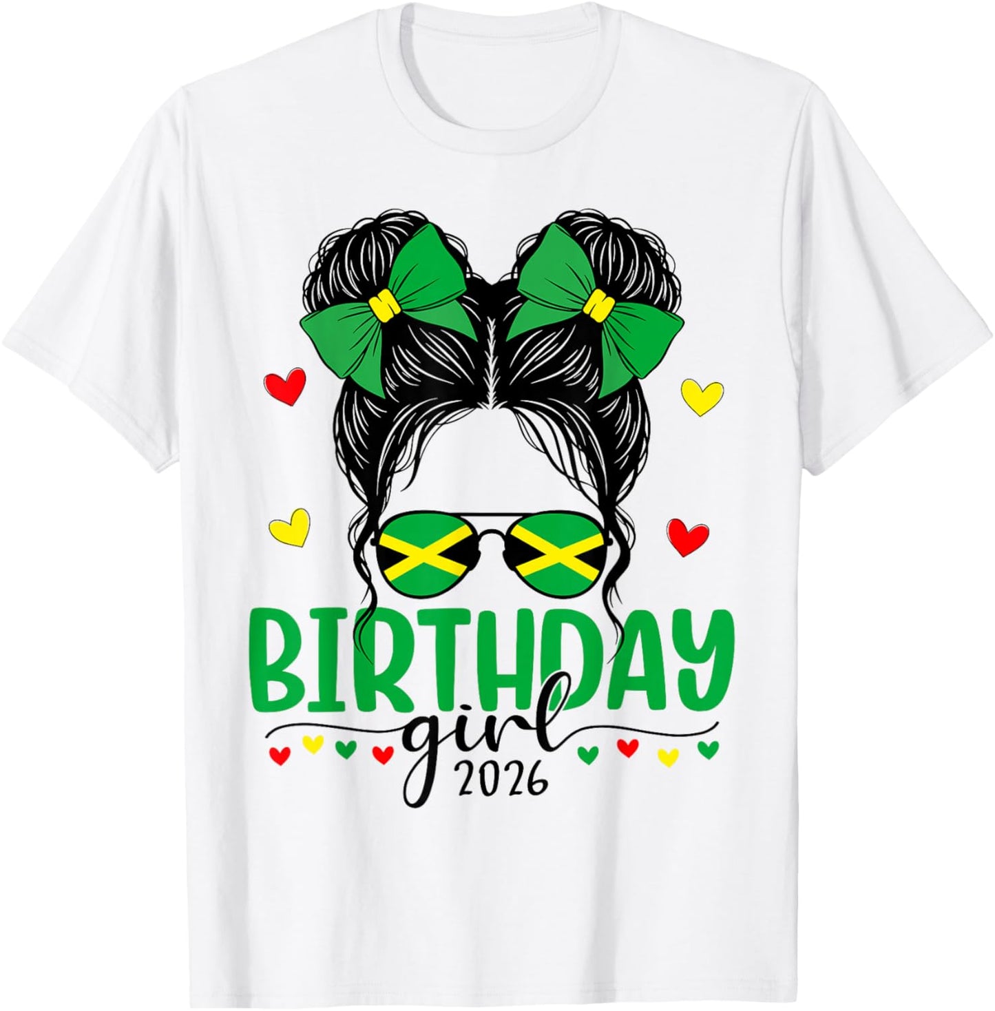 Jamaica Birthday Girl 2026 Bday Crew Party Messy Bun Women T-Shirt - T-Shirt | White