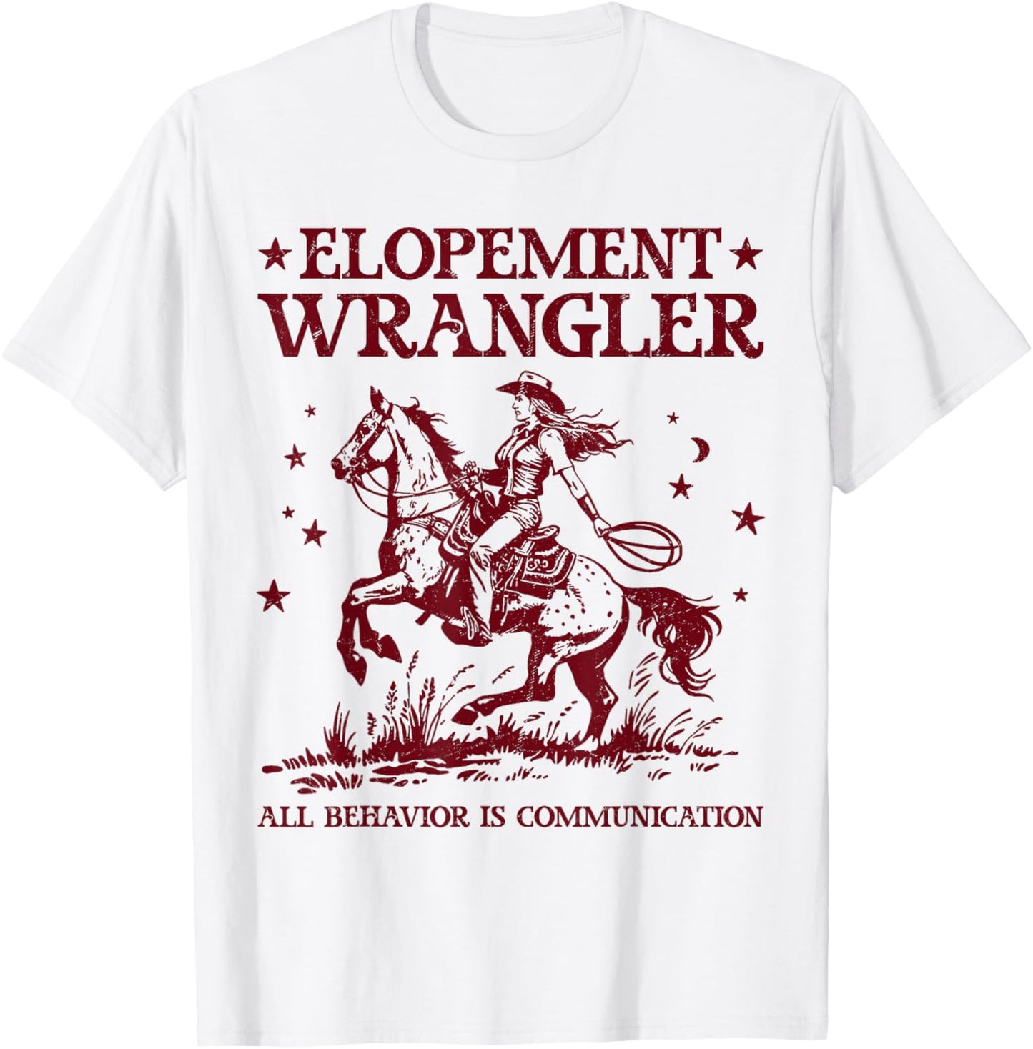 Elopement Wrangler Teacher ABA Behavior Support Cowboy T-Shirt - T-Shirt | White