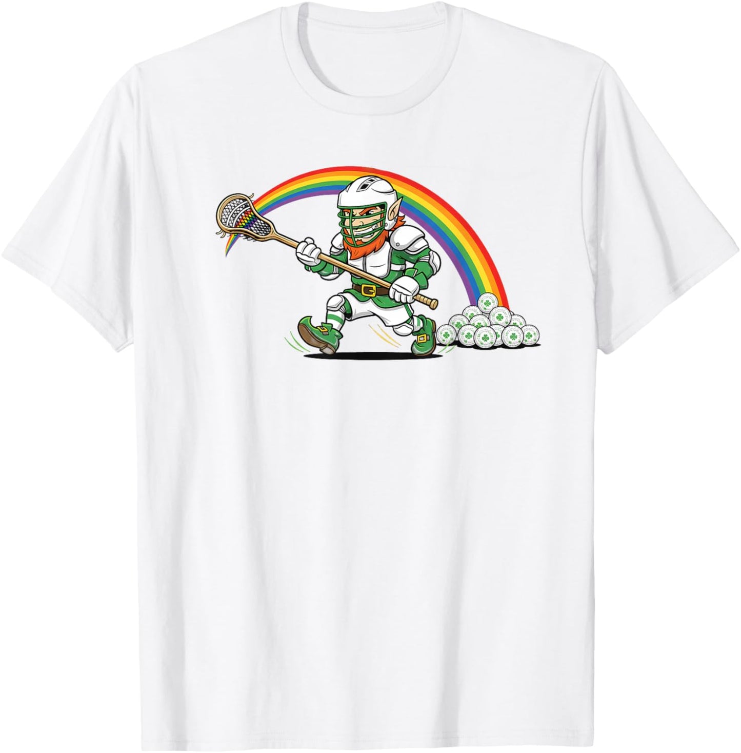 Lucky Lax Irish Leprechaun Athlete Lacrosse St Patricks Day T-Shirt - T-Shirt | White