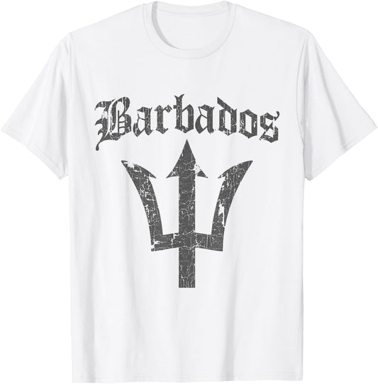 Vintage Barbadian Flag Barbados T-Shirt - T-Shirt | White