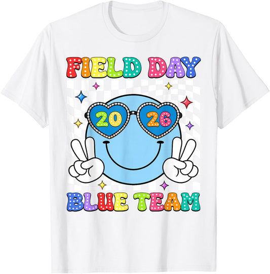 Field Day Blue Team Funny for Teacher Kids Games Day T-Shirt - T-Shirt | White