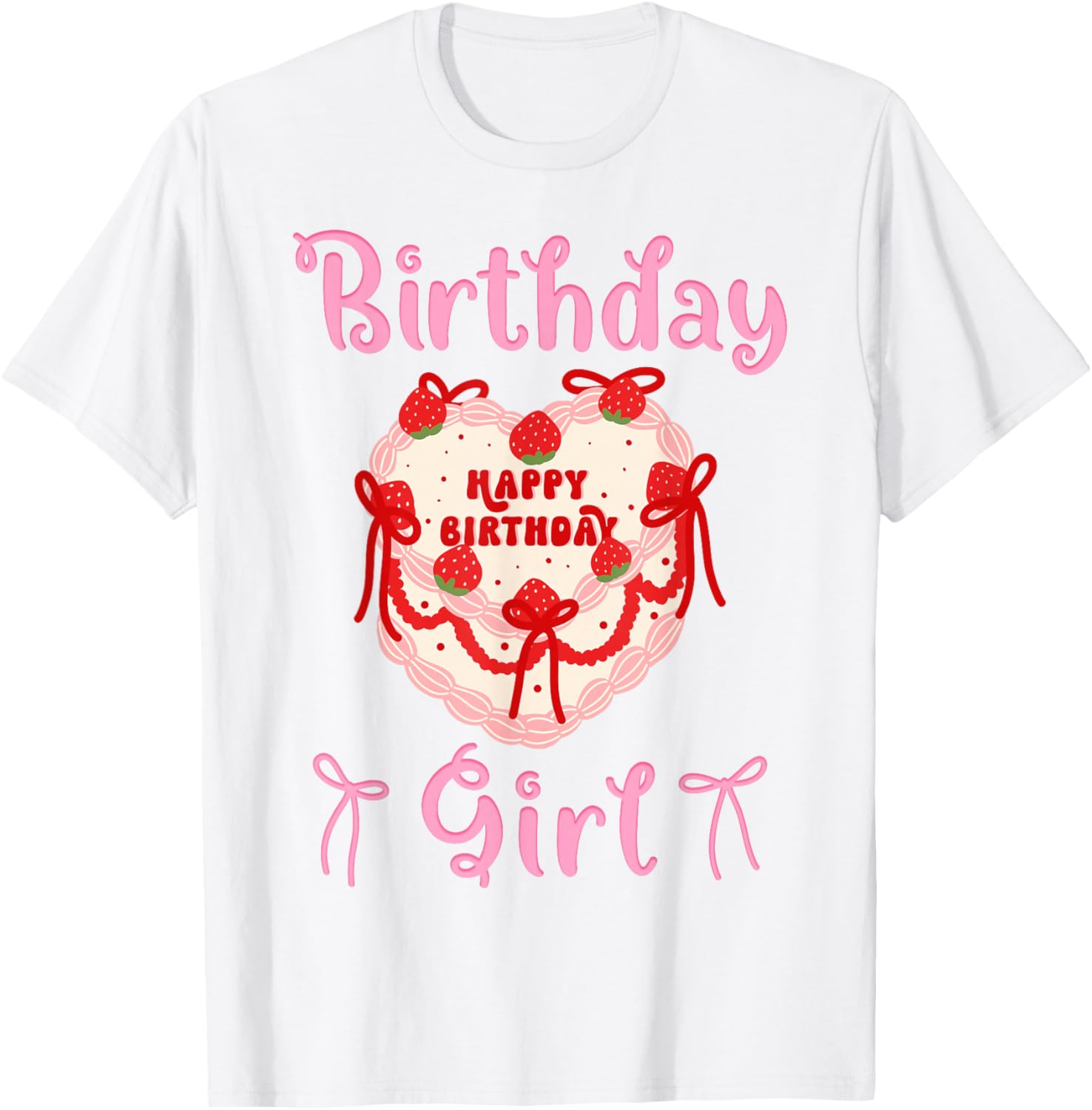 Happy Birthday Girl Coquette Bow for Daughter Sister Or Twin T-Shirt - T-Shirt | White