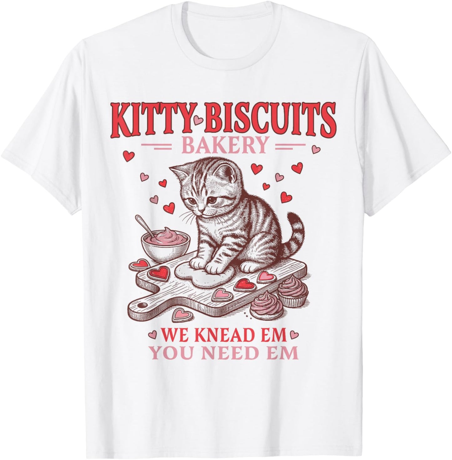 Kitty Biscuits Bakery Funny Valentines T-Shirt - T-Shirt | White
