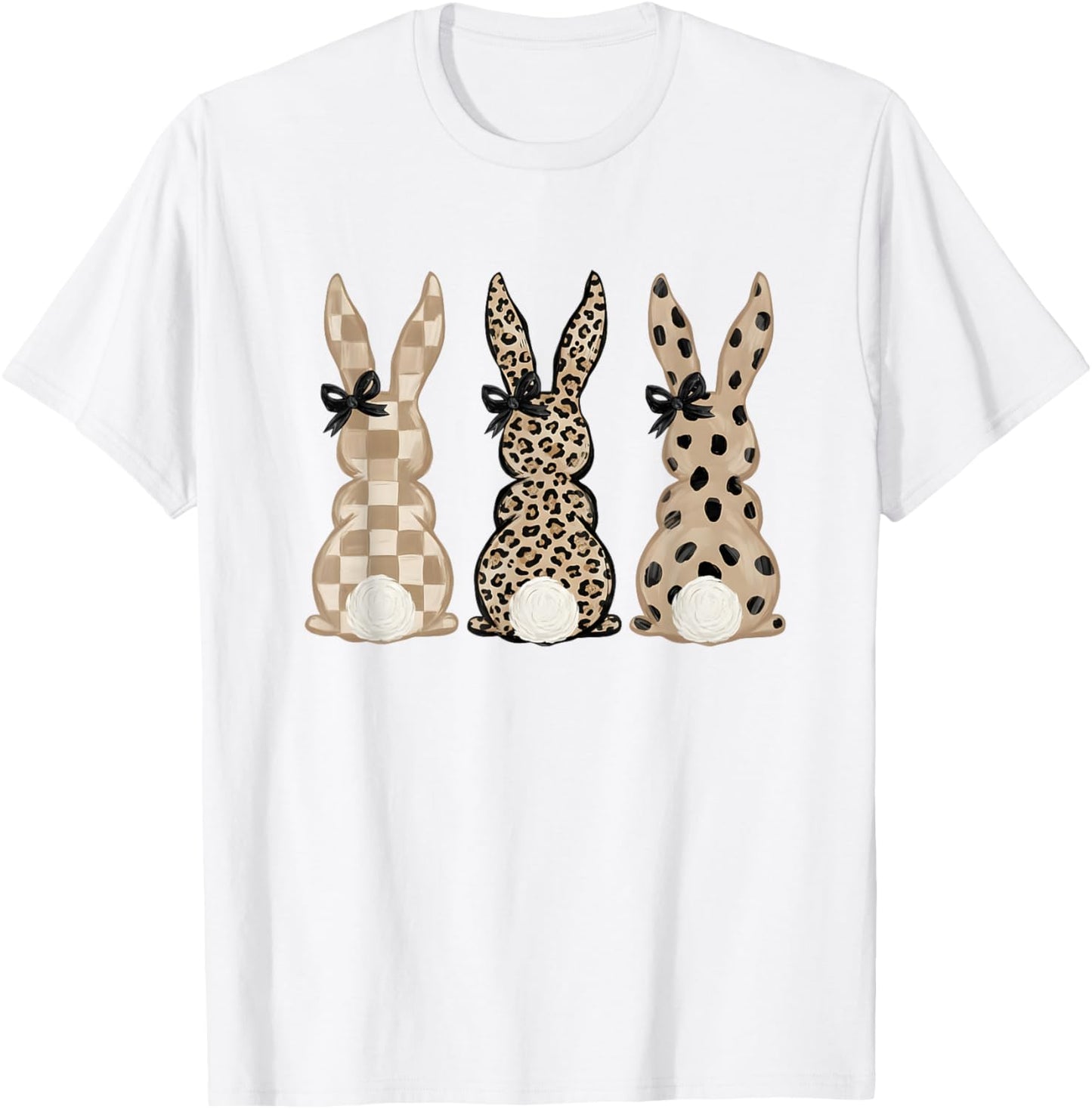 Cute Pink Leopard Eggs Happy Easter Bunny Rabbit T-Shirt - T-Shirt | White