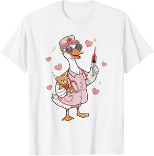 Pediatric Nurse Valentine's Day Funny Silly Goose Peds T-Shirt - T-Shirt | White