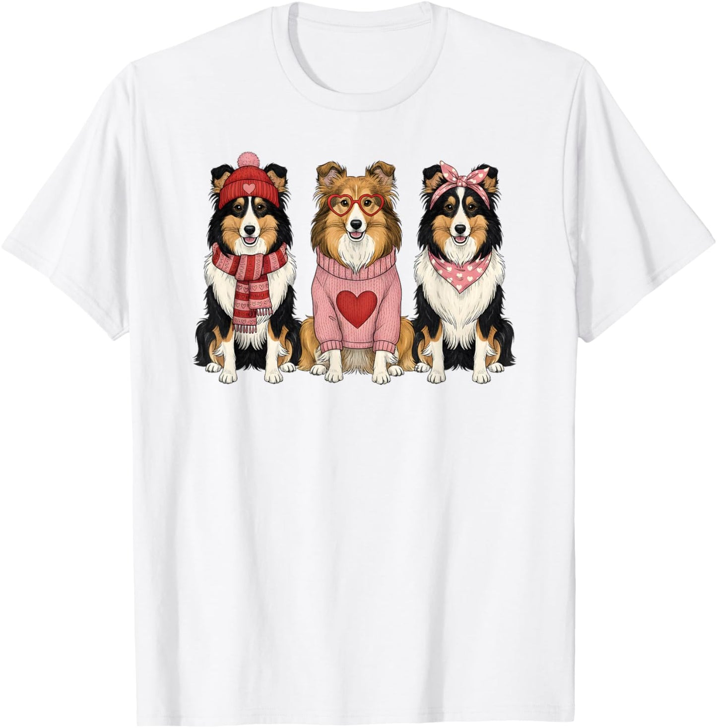 Cute Shetland Sheepdog Valentine Sheltie Dog T-Shirt - T-Shirt | White