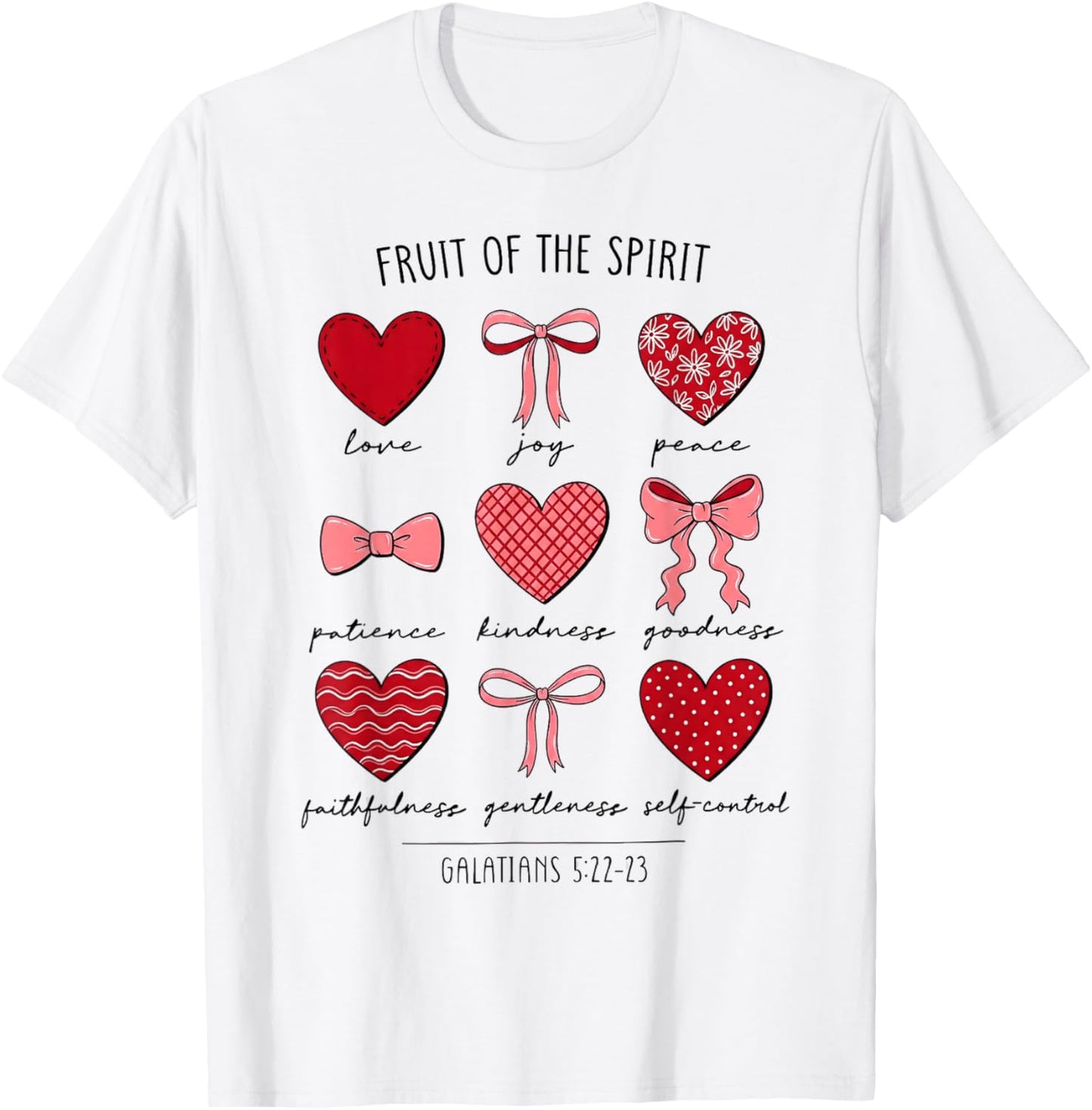 Fruit of The Spirit Christian Hearts Galatians T-Shirt - T-Shirt | White