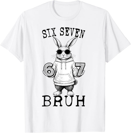 67 Six Seven Bruh Bunny with Sunglasses Easter Day Boys Kids T-Shirt - T-Shirt | White
