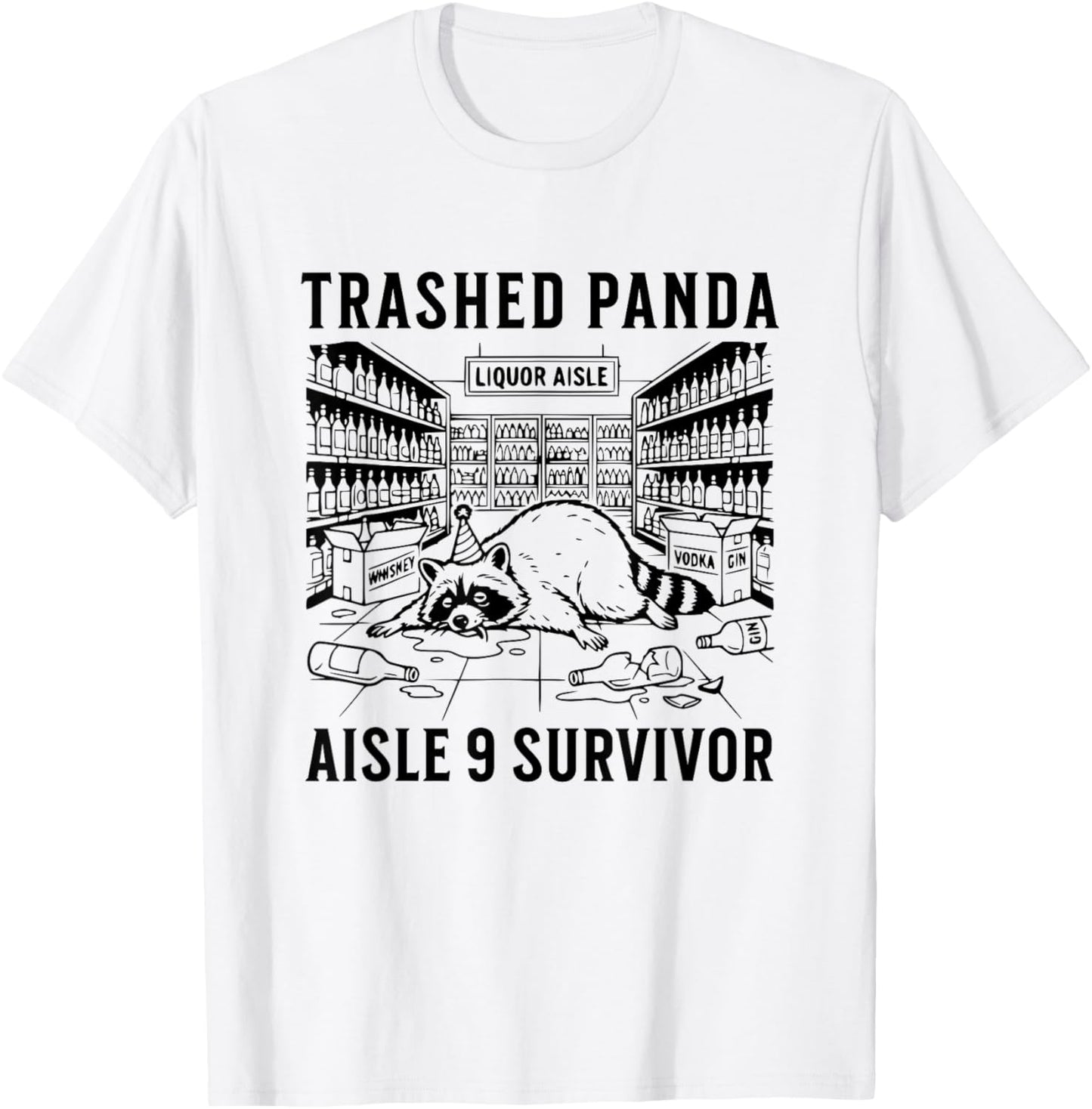 Trashed Panda Liquore Funny Hangover Crazy Drunk Raccoon T-Shirt - T-Shirt | White