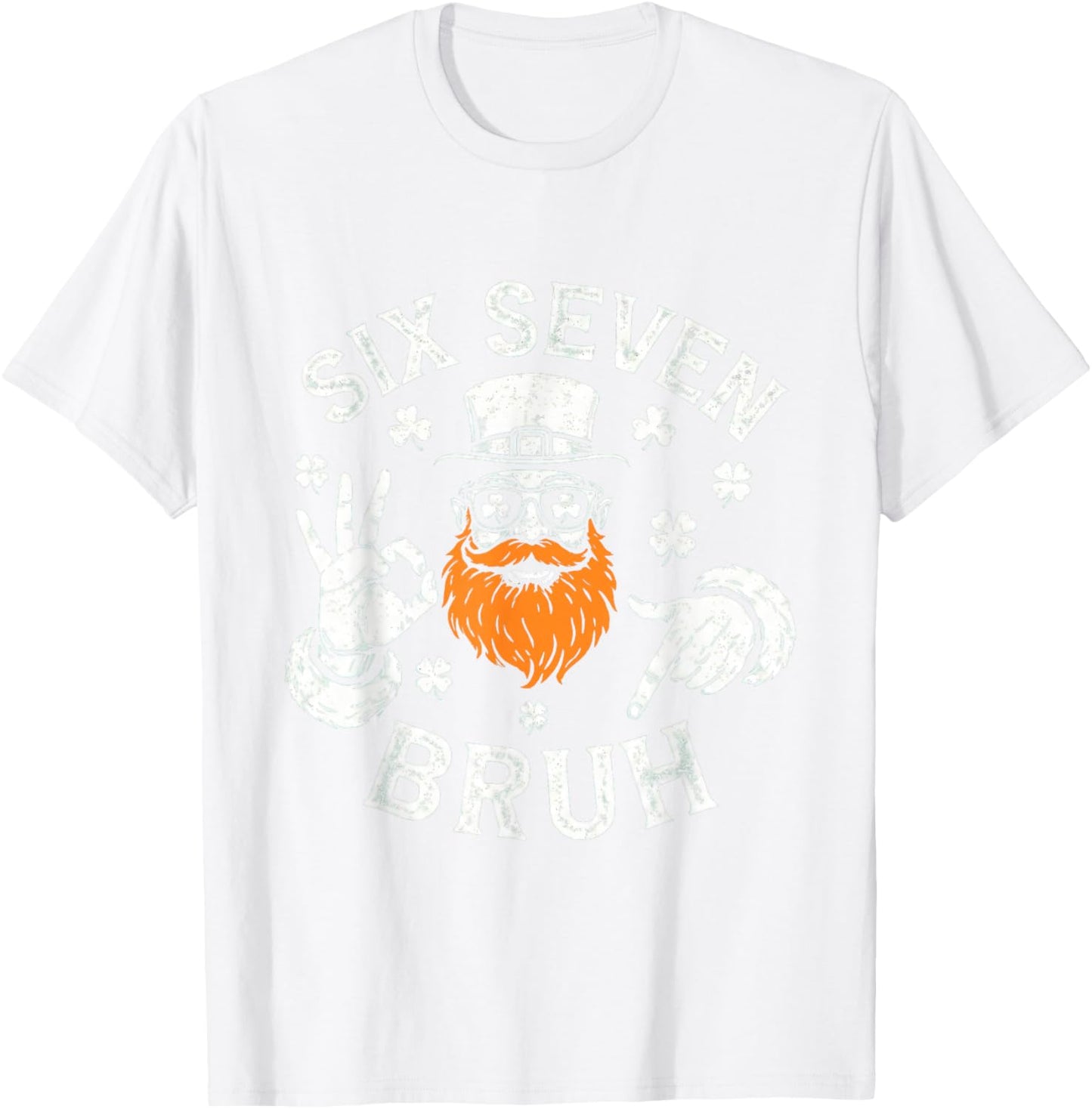 Boys st Patricks Day 67 Leprechaun Hands Six Seven Bruh Kids T-Shirt - T-Shirt | White
