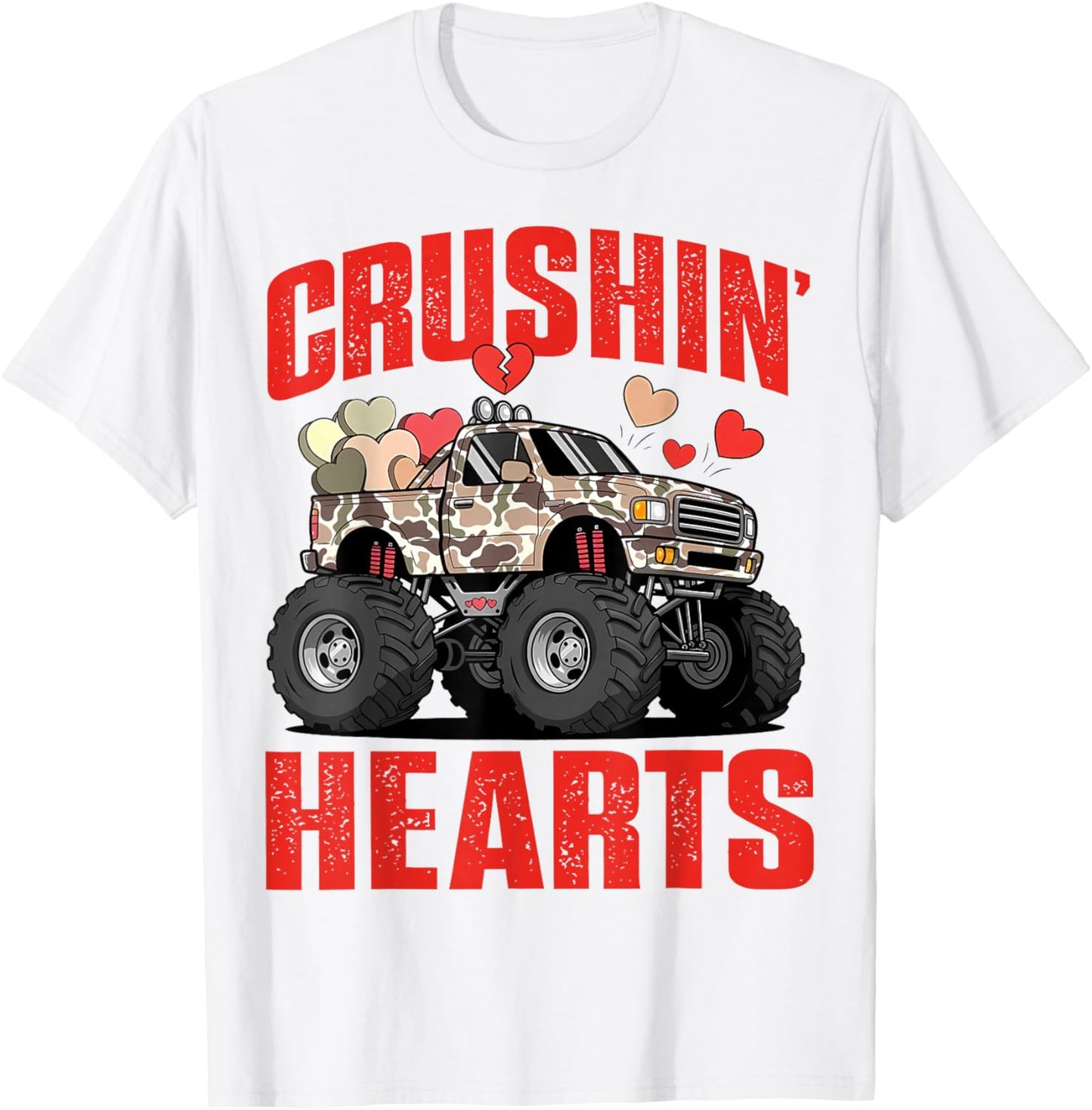 Crushin Hearts XOXO Valentine Truck Boy Kids Toddler T-Shirt - T-Shirt | White