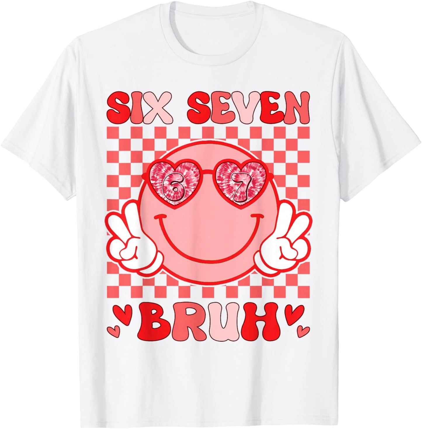 Valentine Vibes 6 7 Meme Groovy Valentines Day Women Kids T-Shirt - T-Shirt | White