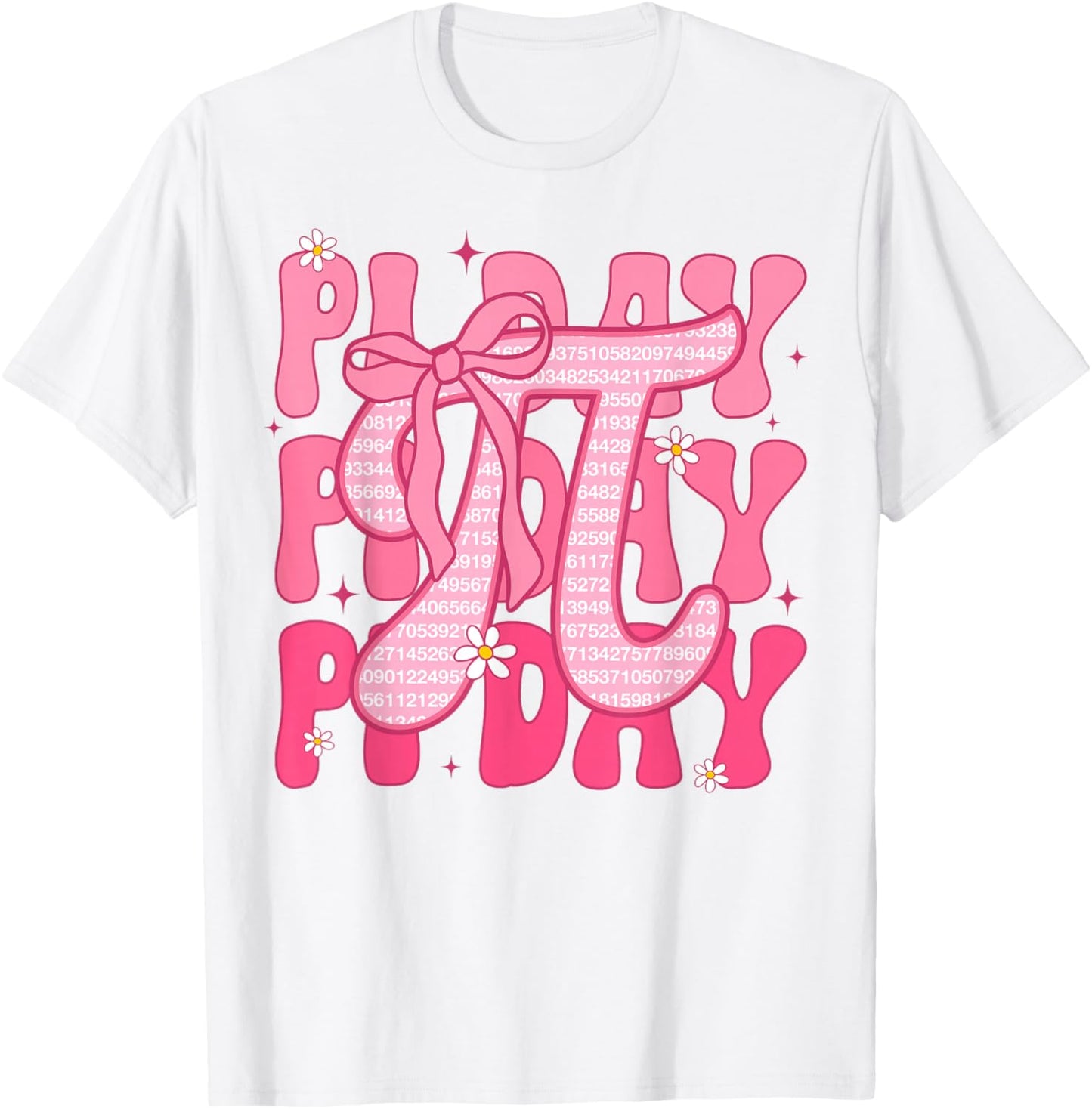 Pi Day Girls Kids Coquette Bow Math Teacher Women 3.14 Pi T-Shirt - T-Shirt | White