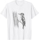 Vintage Woodpecker Drawing Design T-Shirt - T-Shirt | White