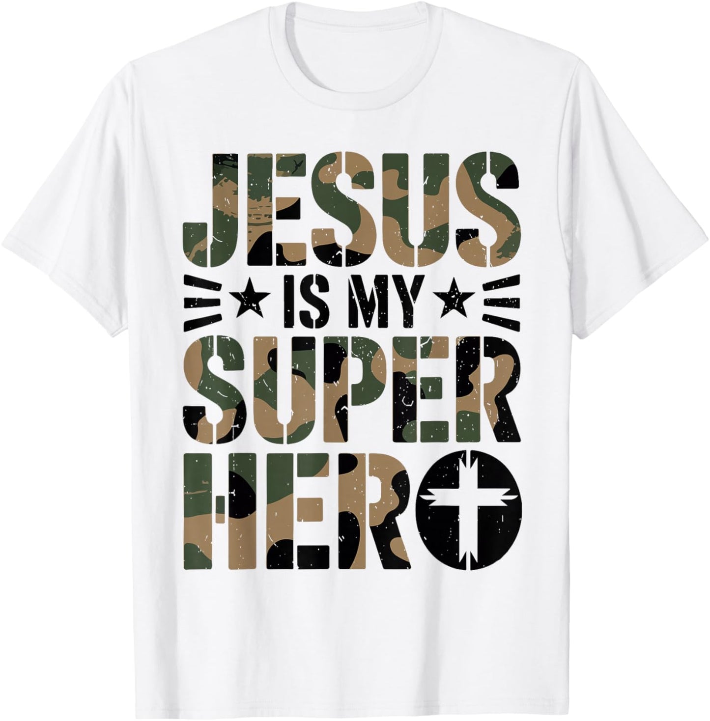 Toddler Camo Jesus is My Superhero Christian Camouflage Boys T-Shirt - T-Shirt | White