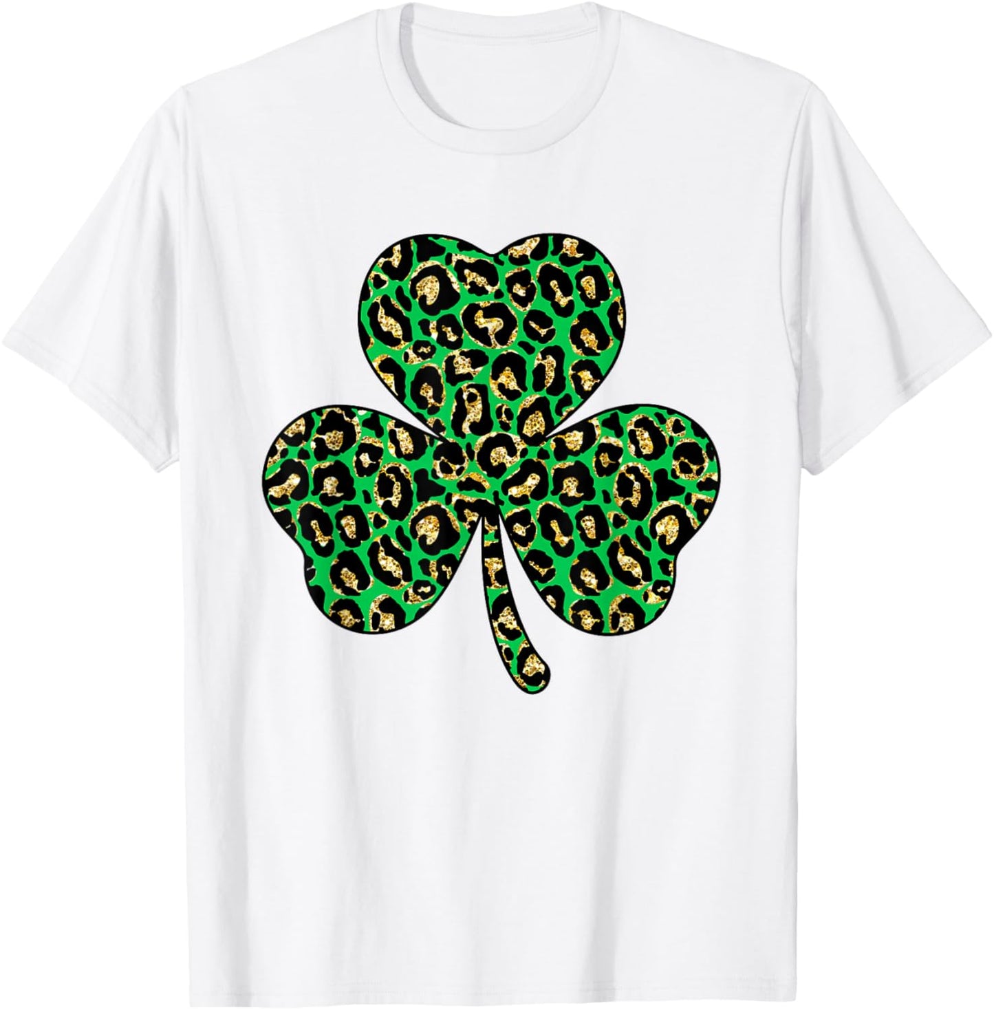 Lucky Clover Shamrock Cheetah Leopard Plaid St. Patricks Day T-Shirt - T-Shirt | White