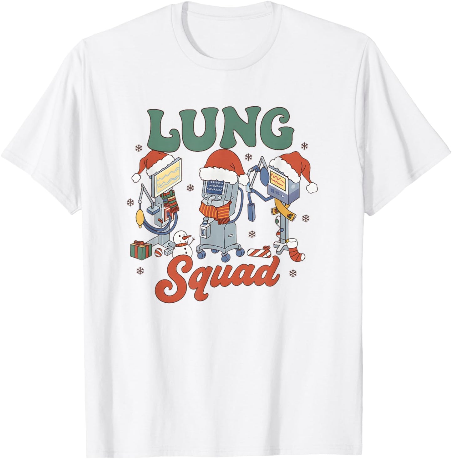 Lung Squad Christmas Respiratory Therapist Holiday T-Shirt - T-Shirt | White