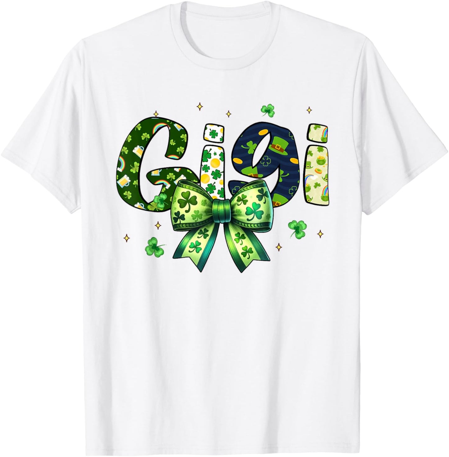 Gigi St Patrick’s Day Coquette Bow Shamrock T-Shirt - T-Shirt | White