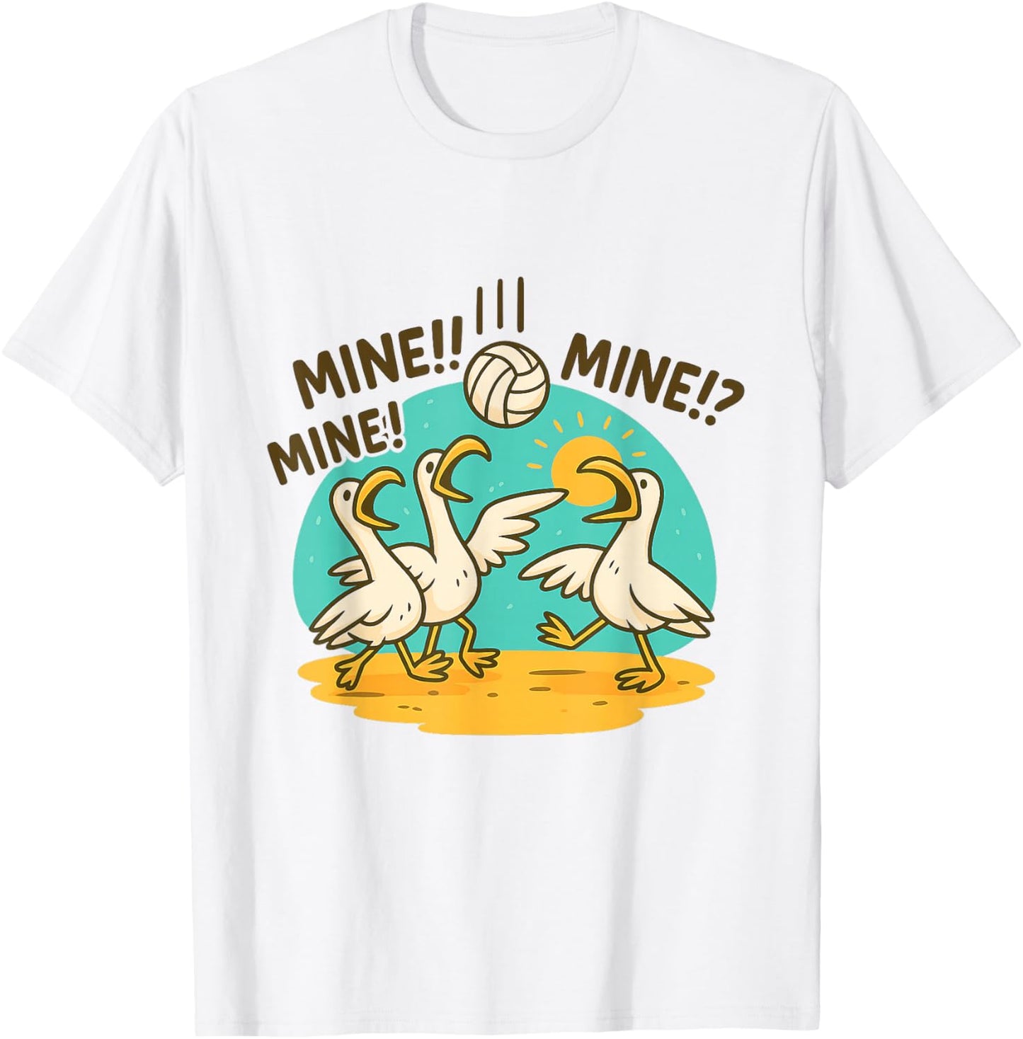 Funny Bird Playing Volleyball T-Shirt - T-Shirt | White
