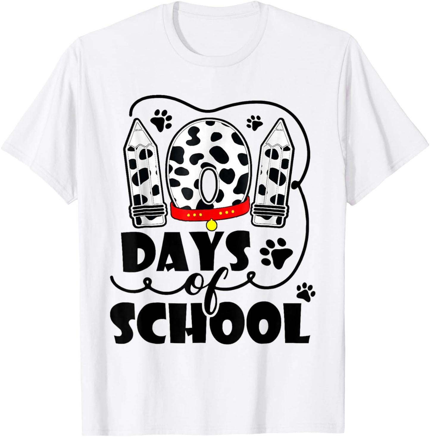 Cute Dog Happy 101 Days School Teacher Student 100 Days T-Shirt - T-Shirt | White