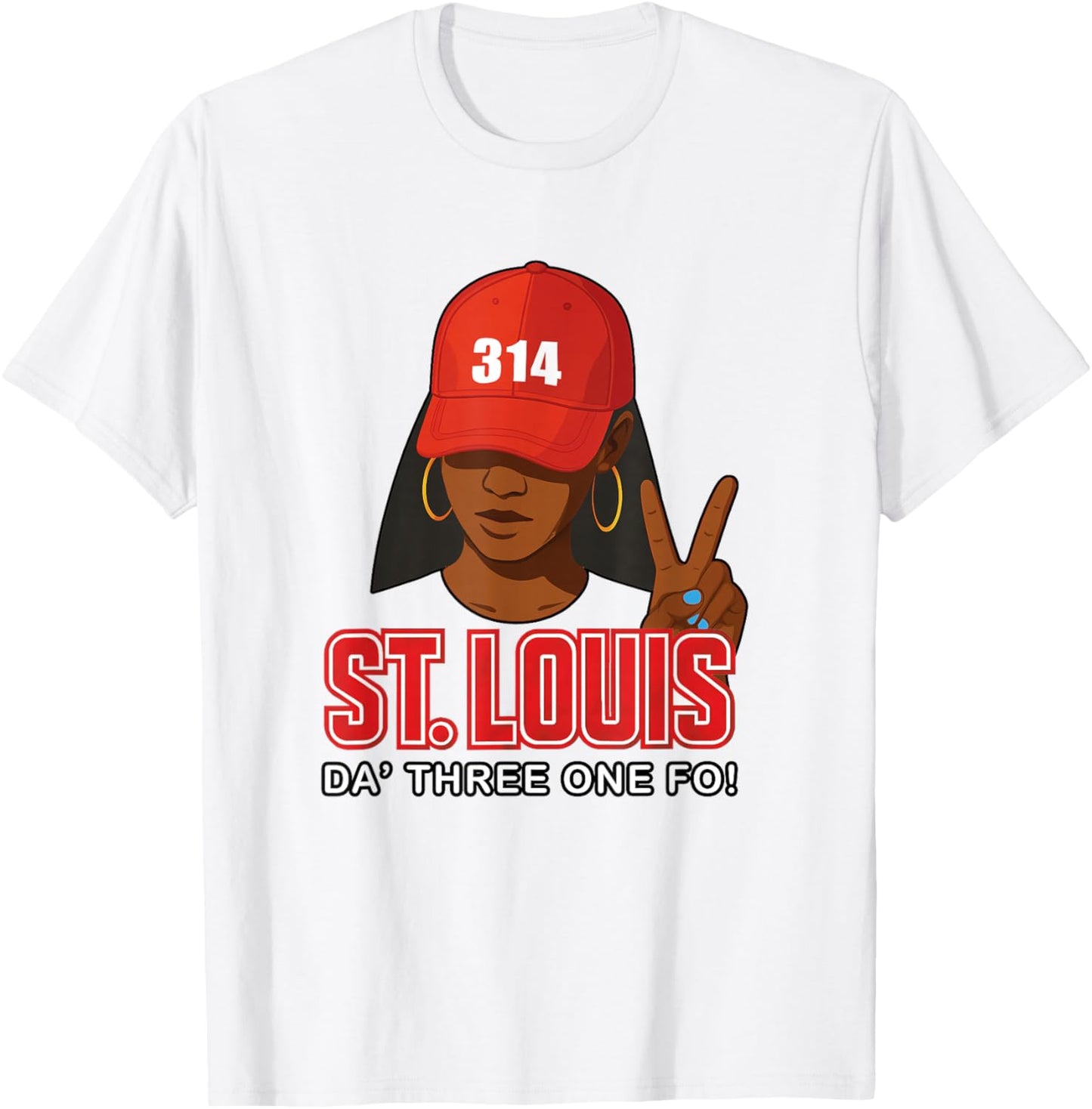 St. Louis 314 Red Hat African American Woman T-Shirt - T-Shirt | White